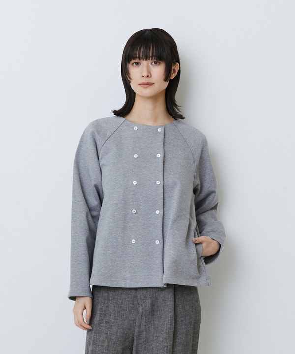 コットン裏毛クルーネックジャケット 詳細画像 グレー 1