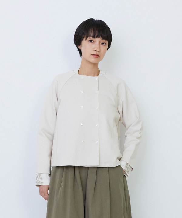 コットン裏毛クルーネックジャケット 詳細画像 ベージュ 1