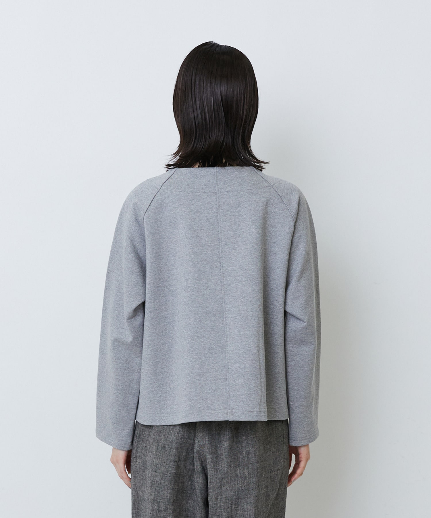 【LOISIR】コットン裏毛クルーネックジャケット 詳細画像 グレー 14