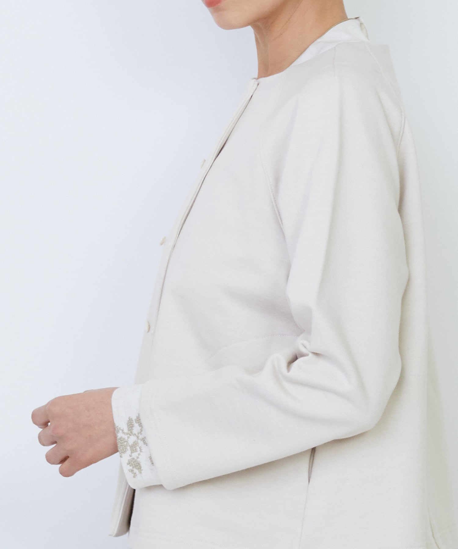 【LOISIR】コットン裏毛クルーネックジャケット 詳細画像 グレー 23