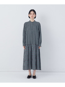 【congés payés】チェックパッチワークワンピース 詳細画像 グリーン系その他 13