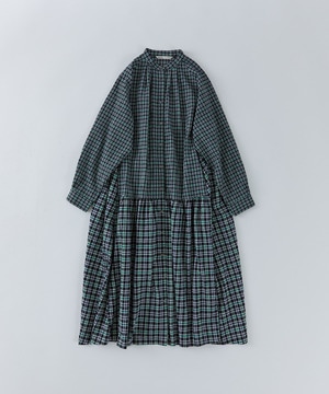 【congés payés】チェックパッチワークワンピース 詳細画像 グリーン系その他 1