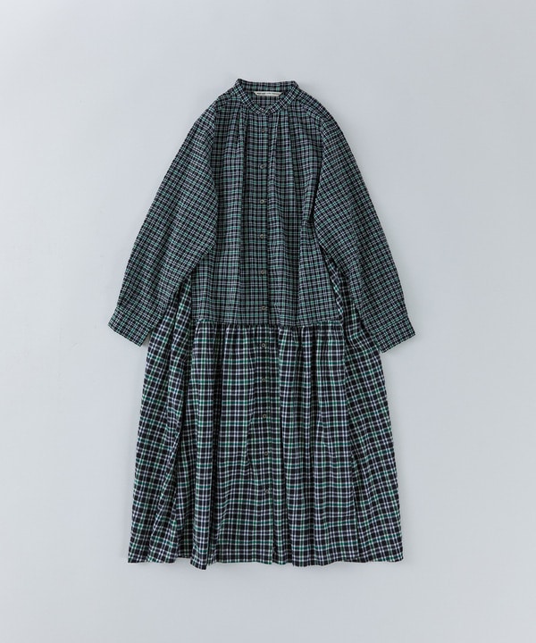チェックパッチワークワンピース 詳細画像 グリーン系その他 1