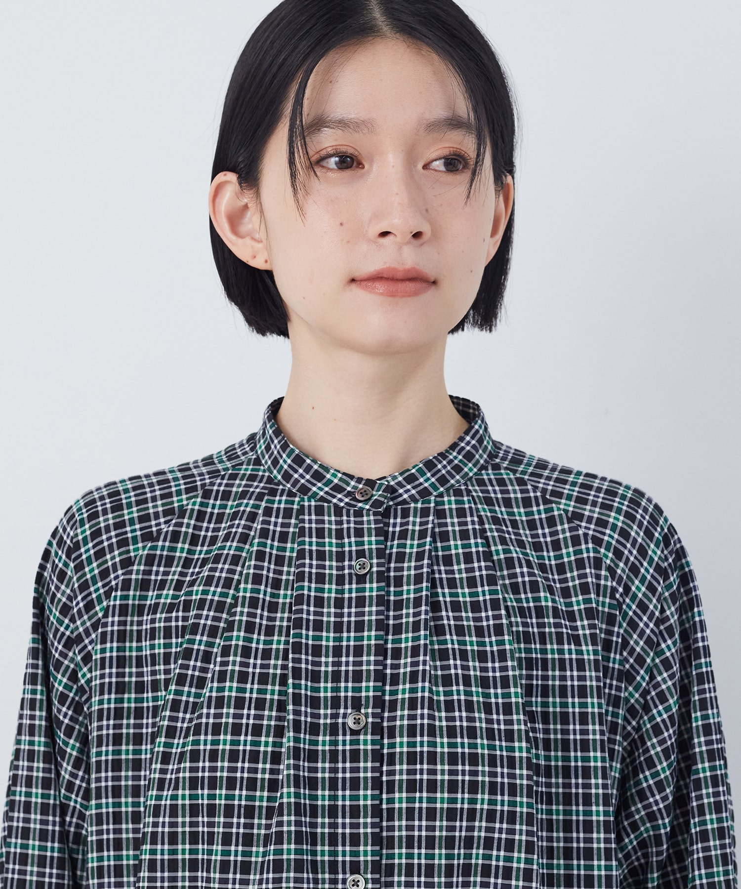 【congés payés】チェックパッチワークワンピース 詳細画像 グリーン系その他 16