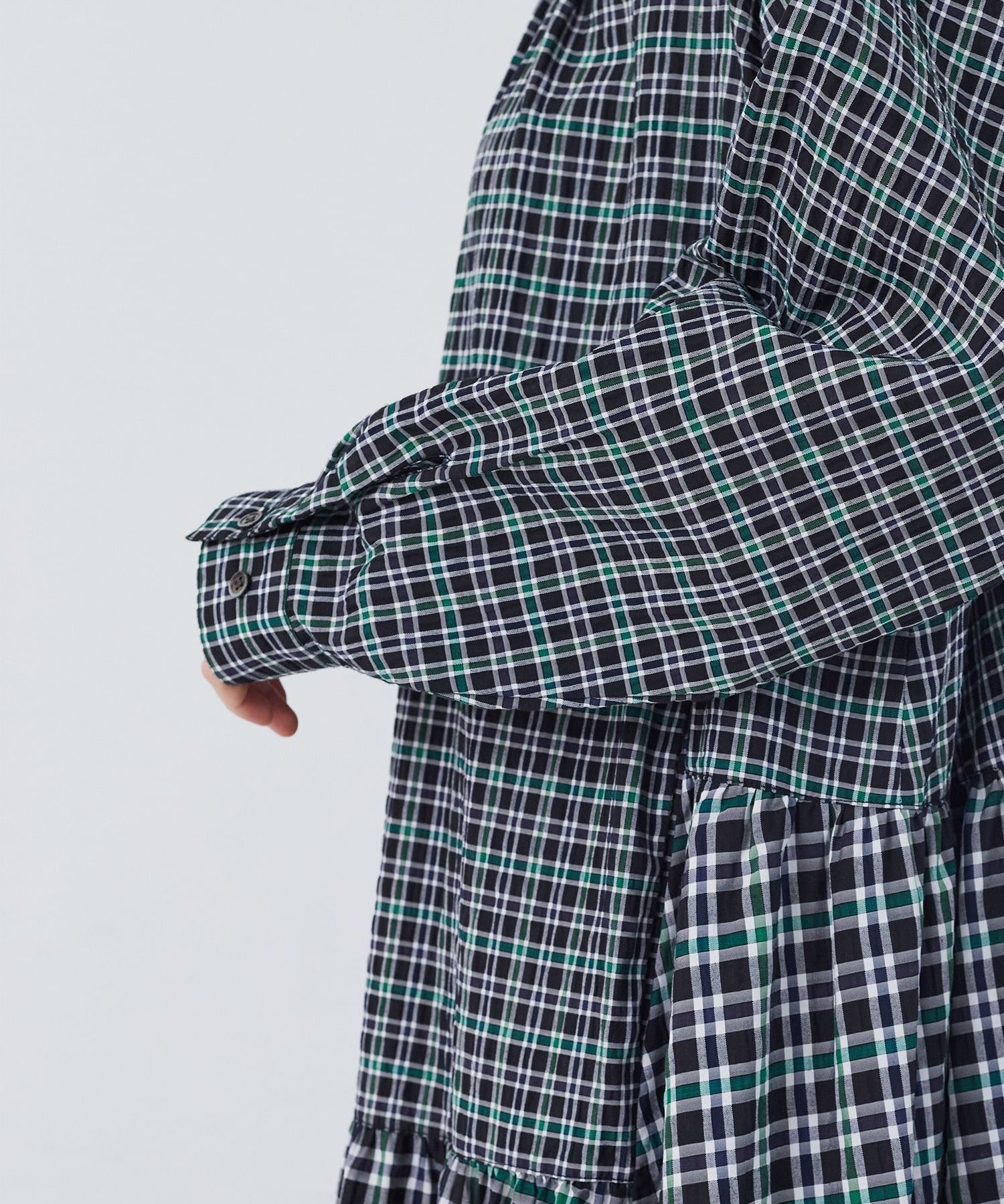 【congés payés】チェックパッチワークワンピース 詳細画像 グリーン系その他 18