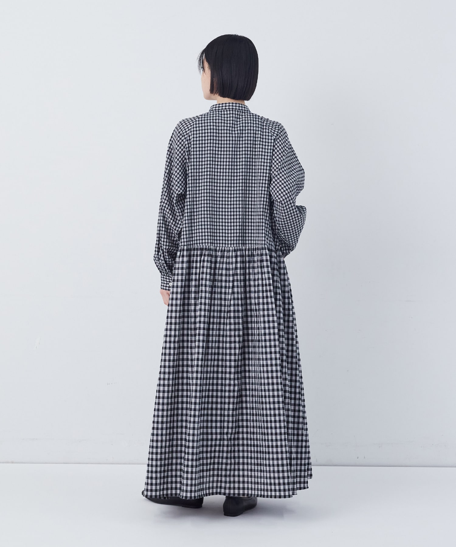 【congés payés】チェックパッチワークワンピース 詳細画像 グリーン系その他 3