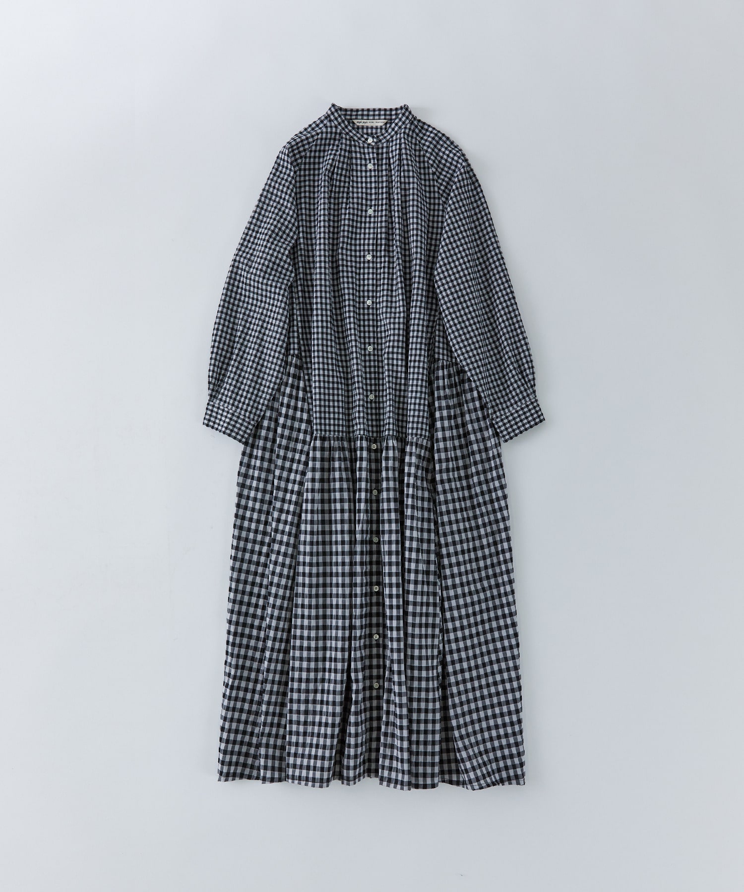 【congés payés】チェックパッチワークワンピース 詳細画像 ブラック系その他 1