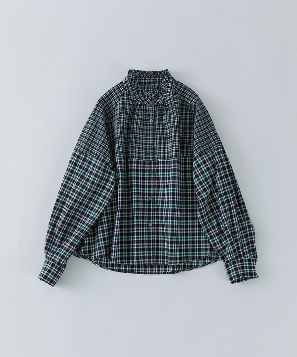 チェックパッチワークブラウス 詳細画像 グリーン系その他 1
