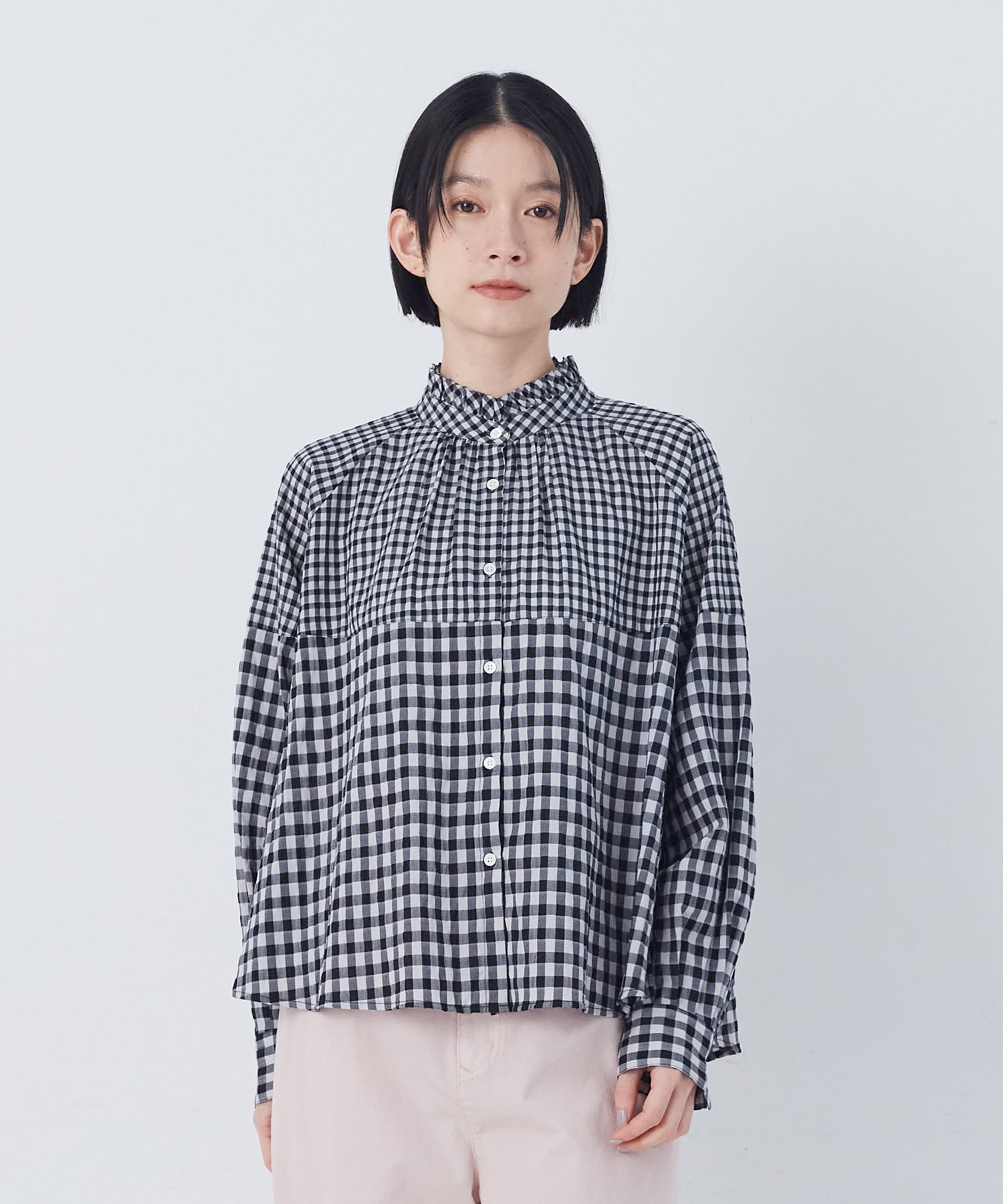 【congés payés】チェックパッチワークブラウス 詳細画像 グリーン系その他 12