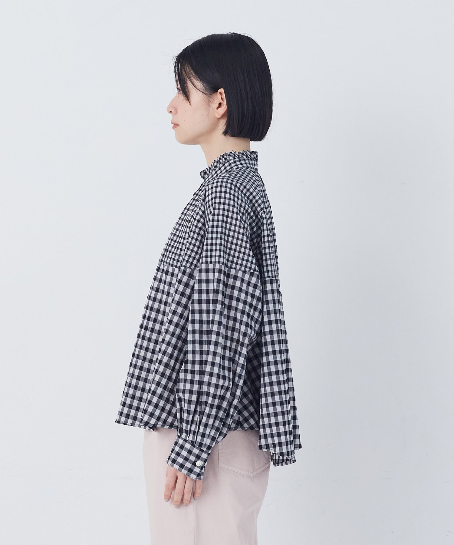 【congés payés】チェックパッチワークブラウス 詳細画像 グリーン系その他 13