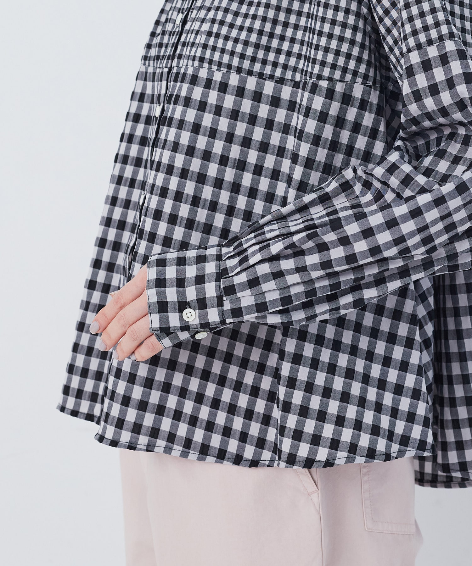 【congés payés】チェックパッチワークブラウス 詳細画像 グリーン系その他 17