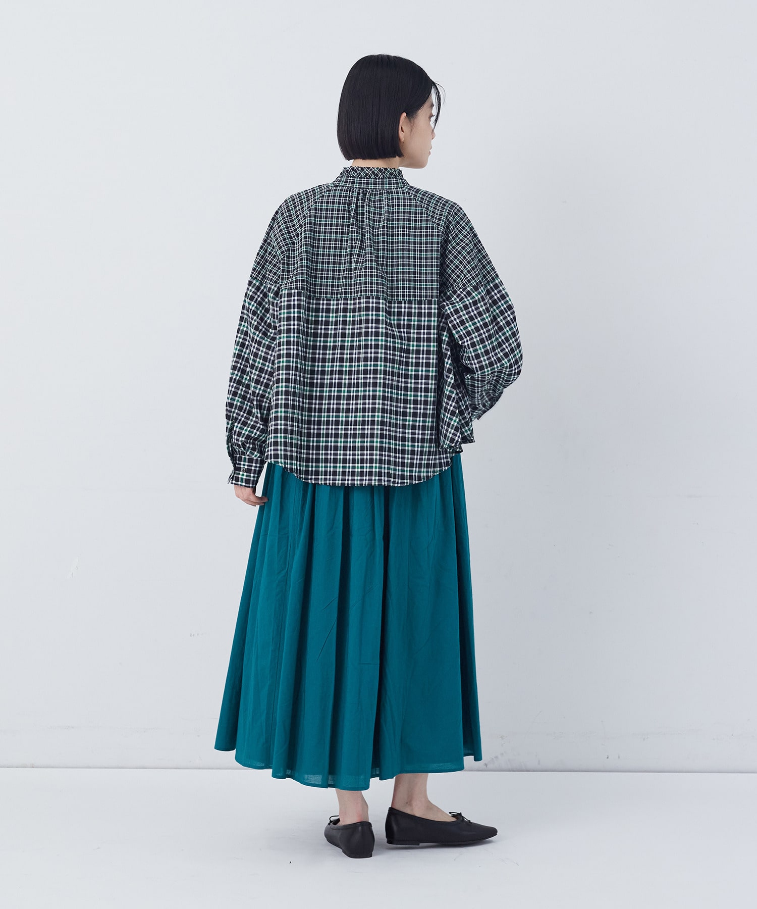 【congés payés】チェックパッチワークブラウス 詳細画像 グリーン系その他 3