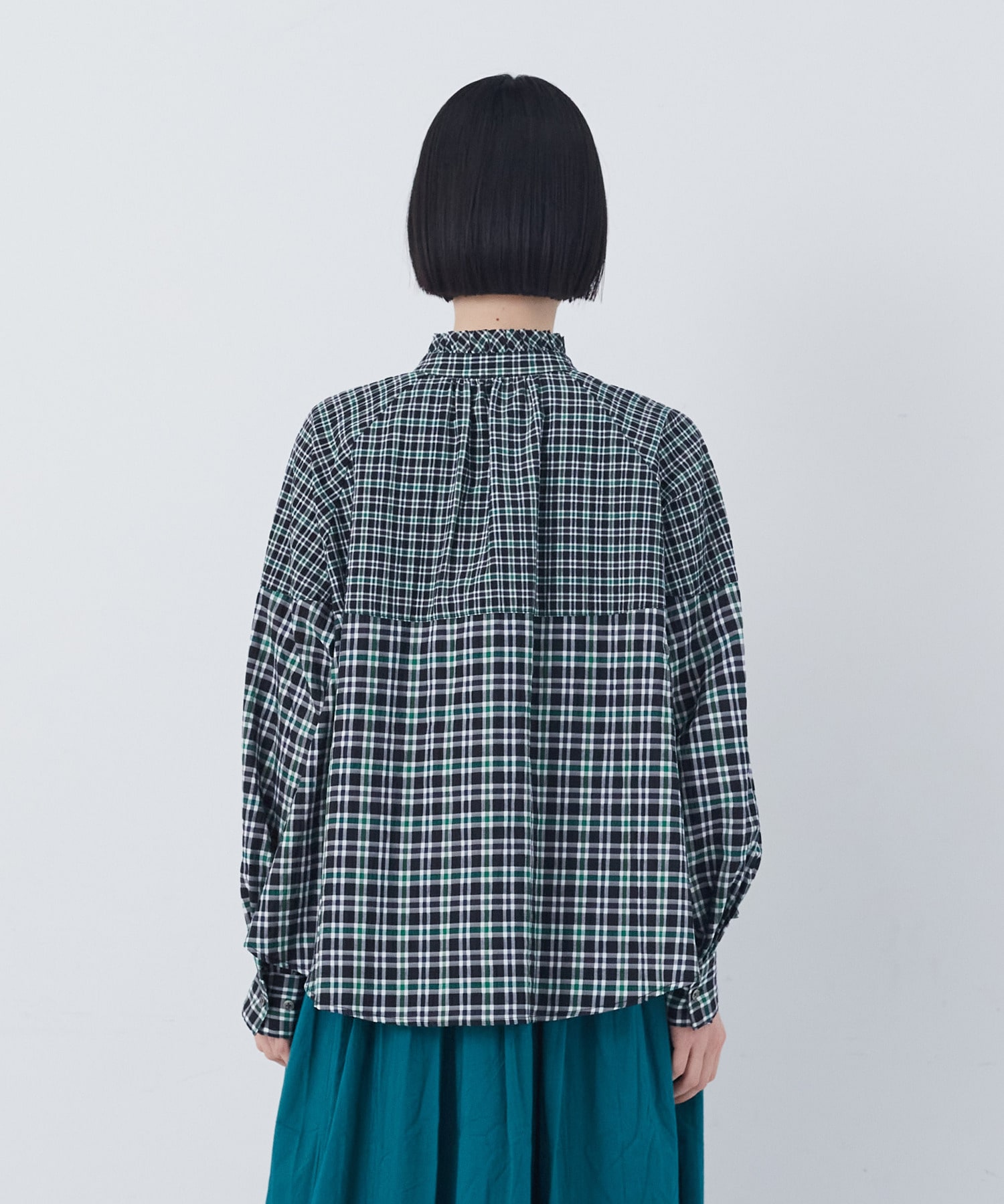 【congés payés】チェックパッチワークブラウス 詳細画像 グリーン系その他 8