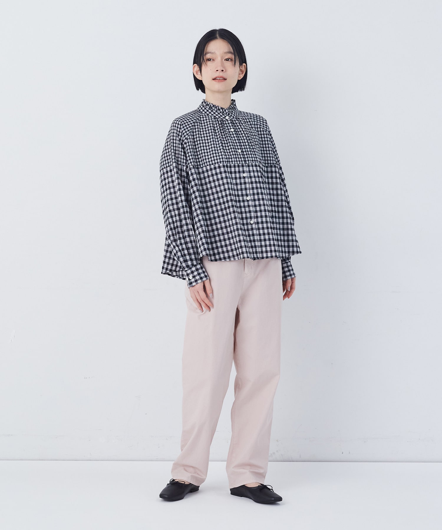 【congés payés】チェックパッチワークブラウス 詳細画像 グリーン系その他 9