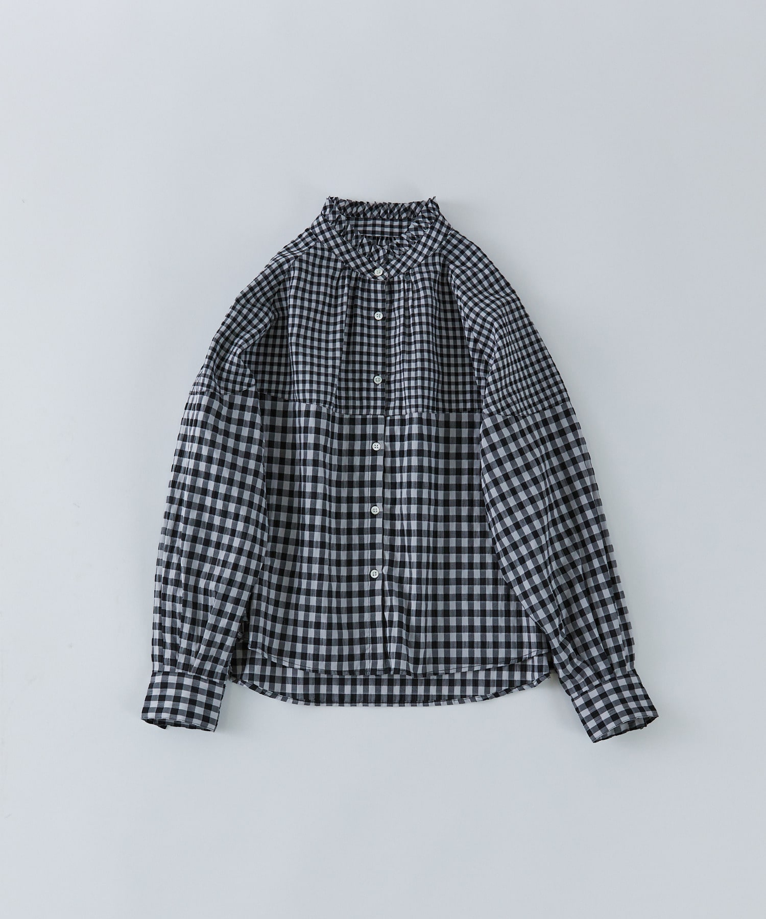 【congés payés】チェックパッチワークブラウス 詳細画像 ブラック系その他 1