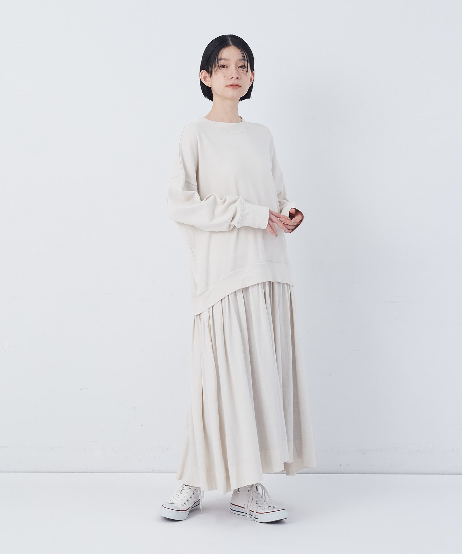 【congés payés】ジャージコンビワンピース 詳細画像 チャコールグレー 1