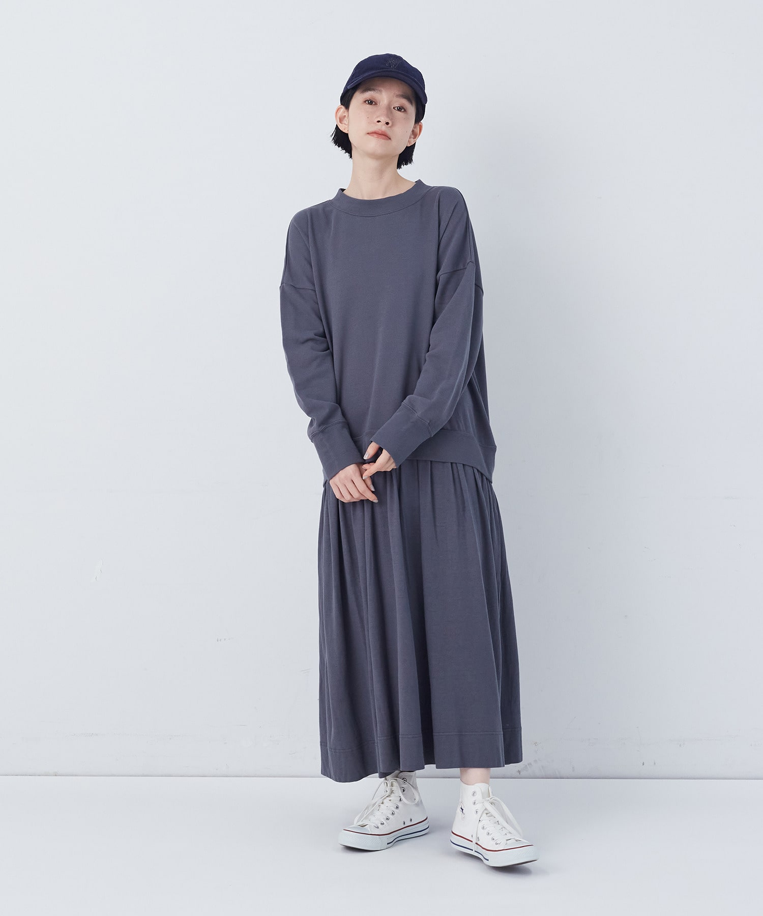 【congés payés】ジャージコンビワンピース 詳細画像 チャコールグレー 11