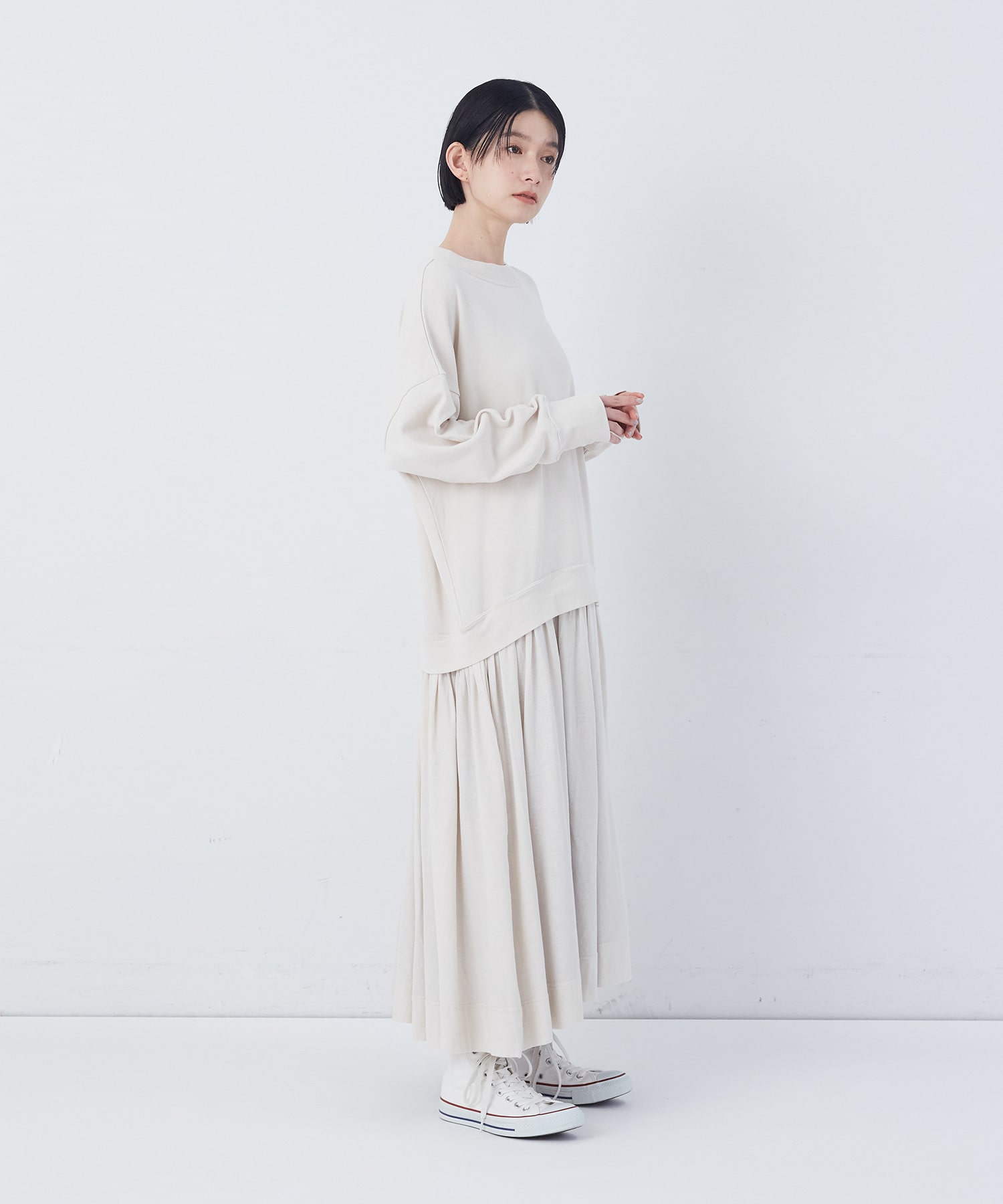 【congés payés】ジャージコンビワンピース 詳細画像 チャコールグレー 2