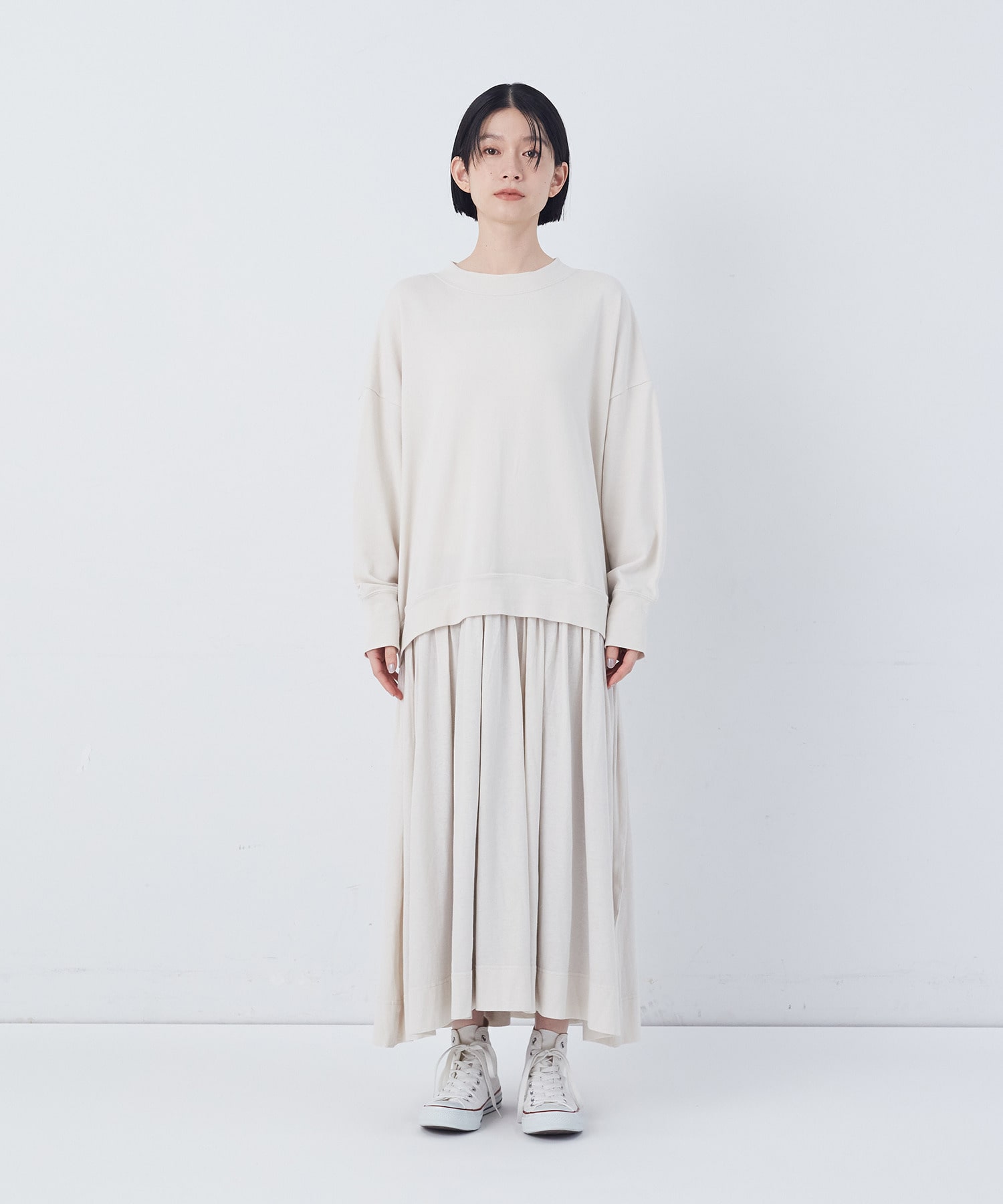 【congés payés】ジャージコンビワンピース 詳細画像 チャコールグレー 5