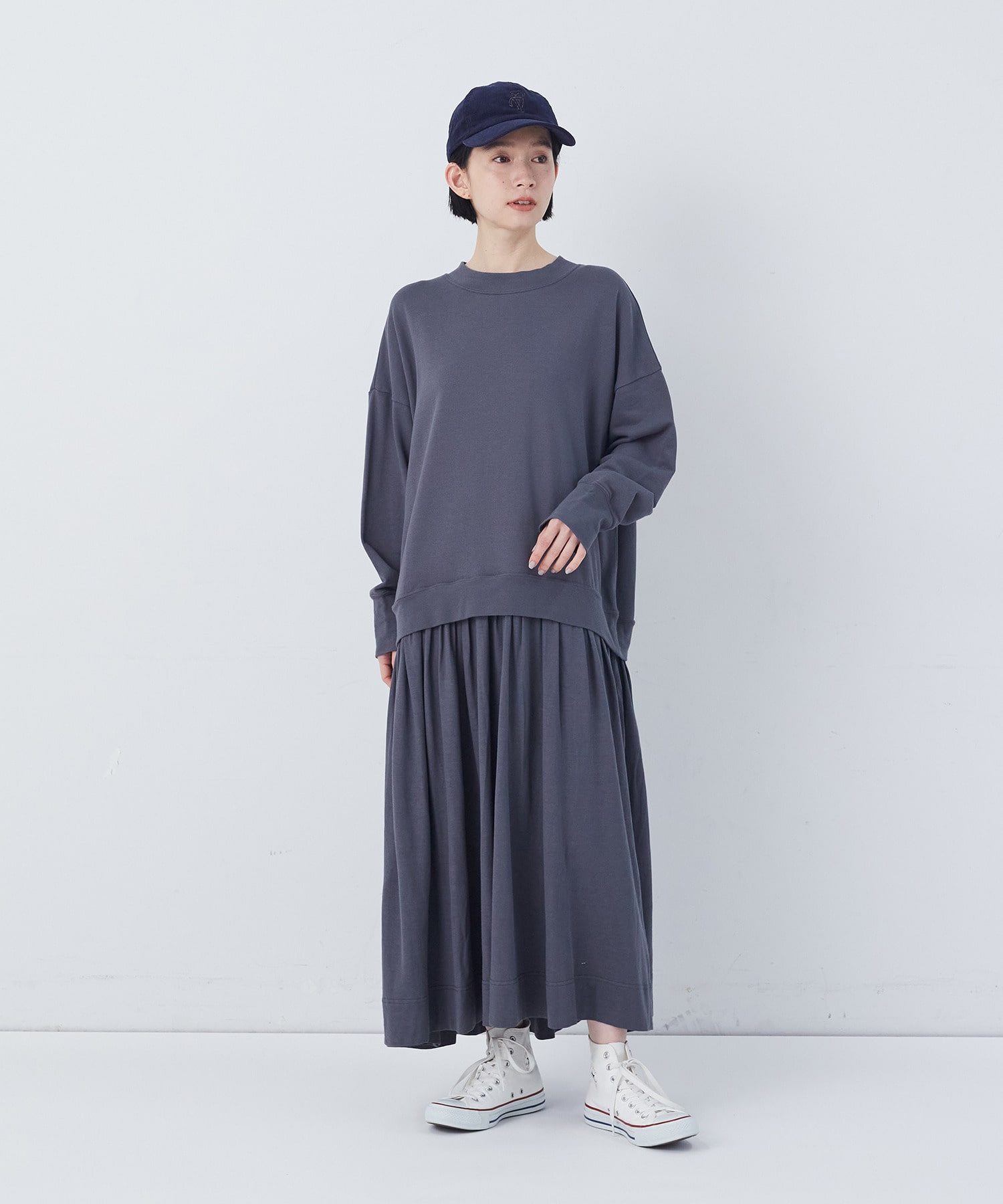 【congés payés】ジャージコンビワンピース 詳細画像 チャコールグレー 8