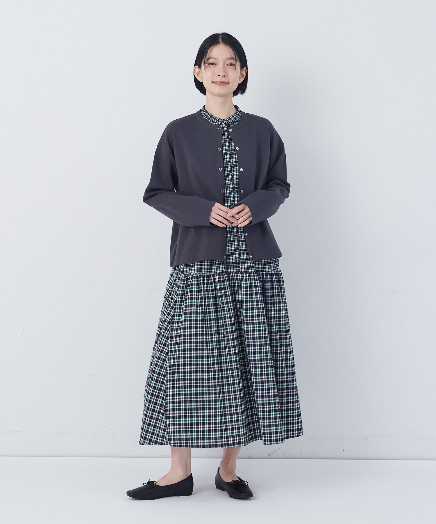 【congés payés】ポンチスナップカーディガン 詳細画像 チャコールグレー 11