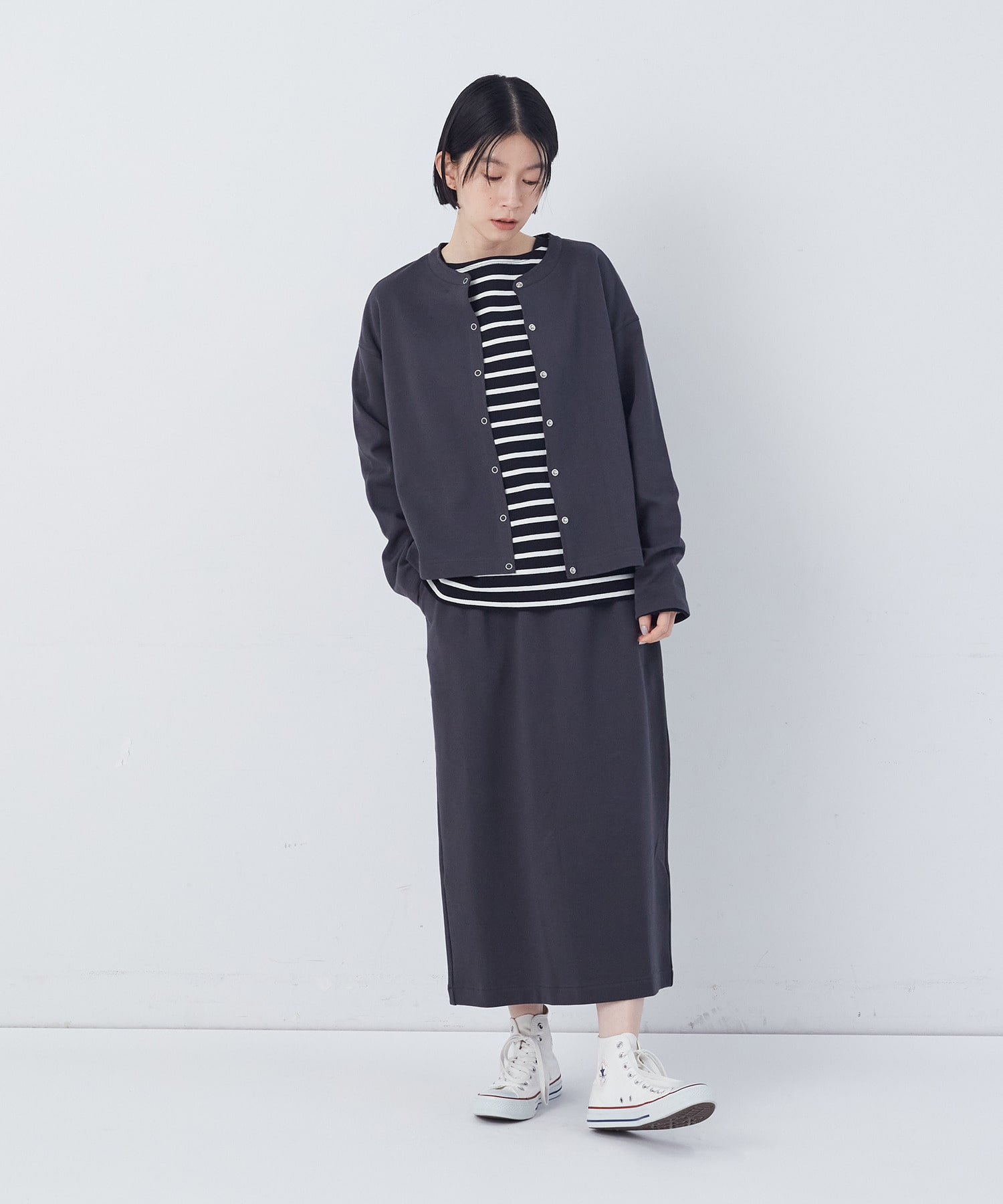 【congés payés】ポンチスナップカーディガン 詳細画像 チャコールグレー 16