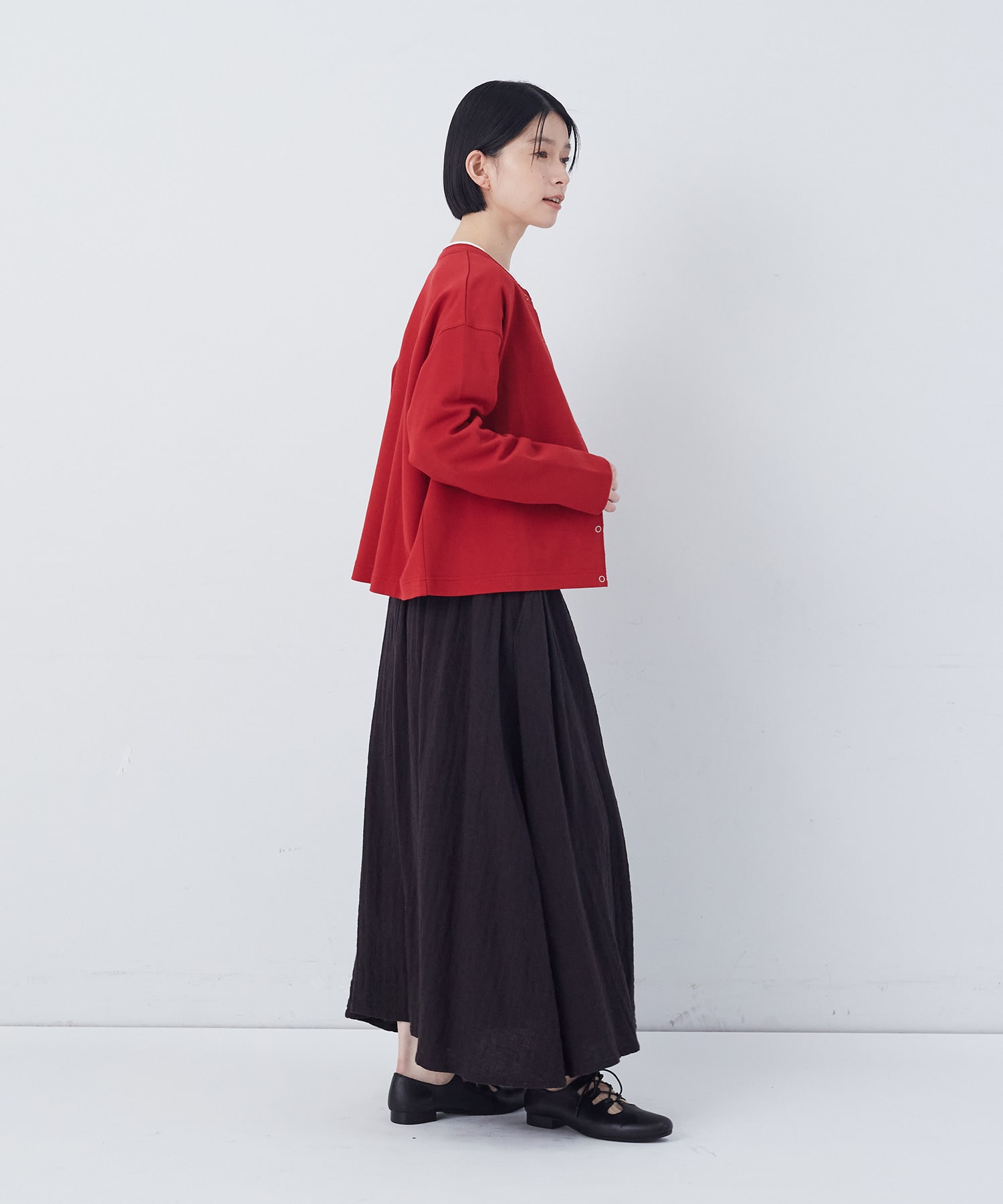 【congés payés】ポンチスナップカーディガン 詳細画像 チャコールグレー 2