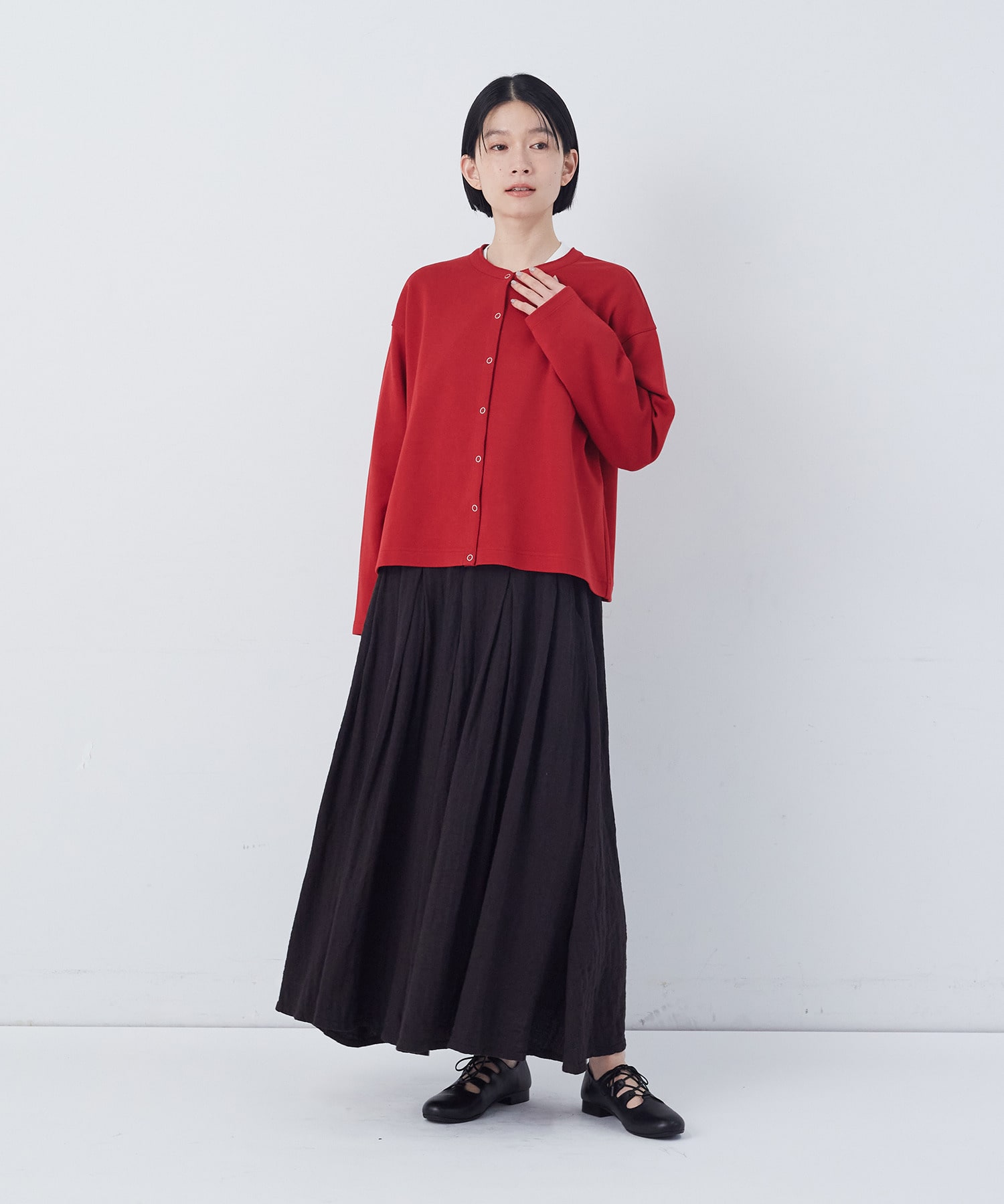 【congés payés】ポンチスナップカーディガン 詳細画像 チャコールグレー 4