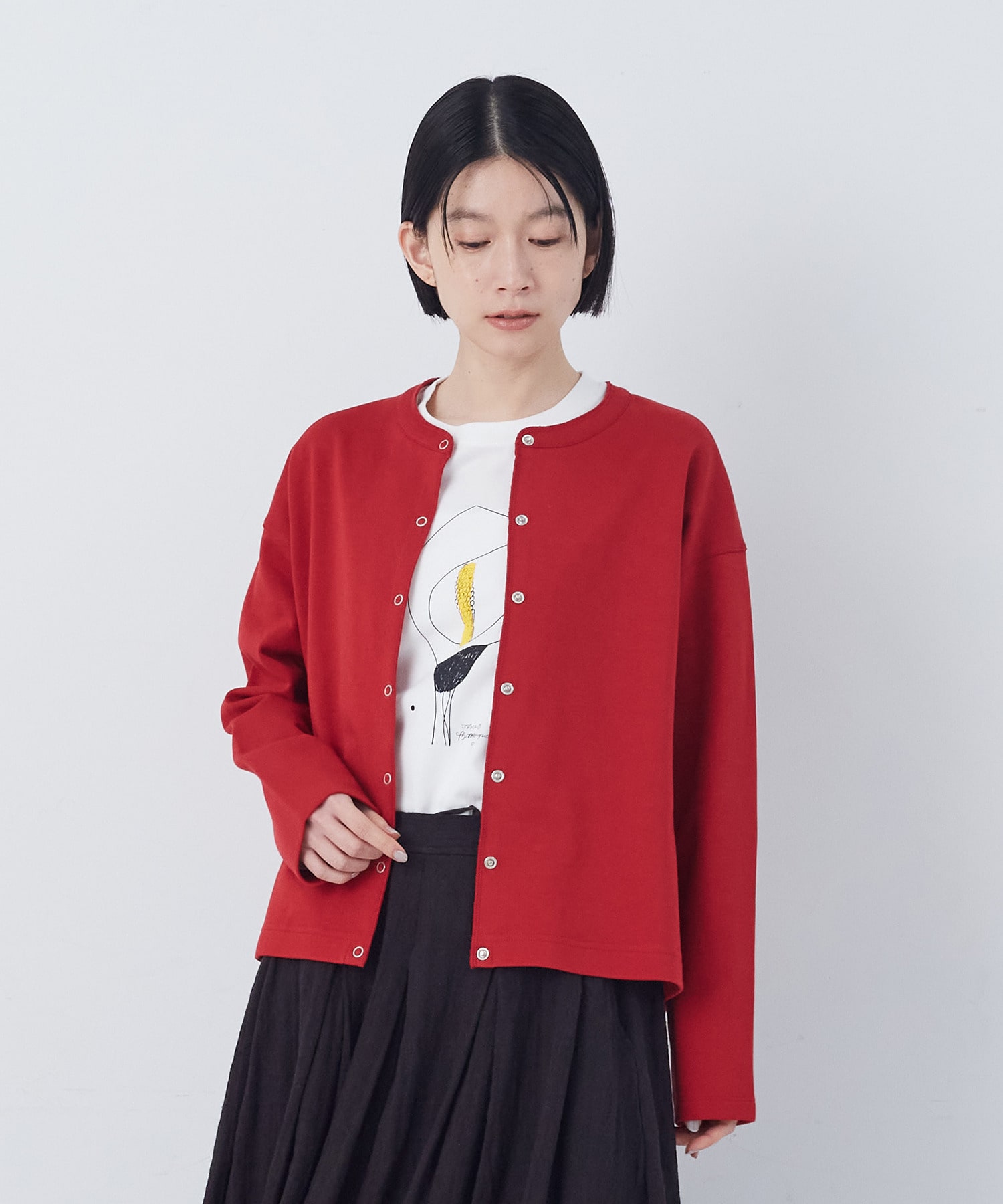 【congés payés】ポンチスナップカーディガン 詳細画像 チャコールグレー 7