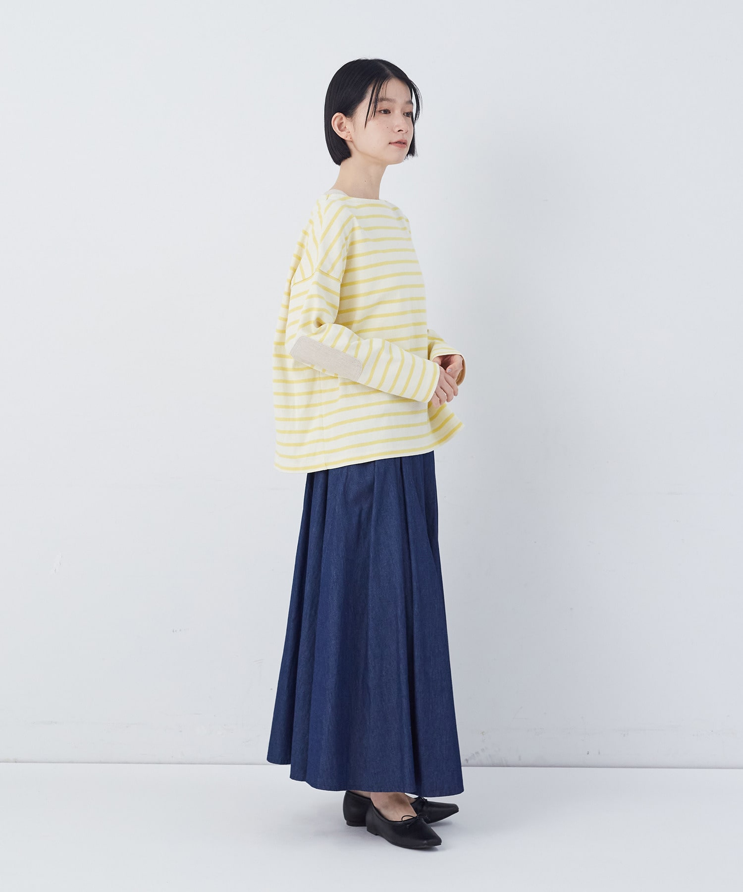 【congés payés】エルボーパッチボーダーバスクシャツ 詳細画像 イエロー系その他 2