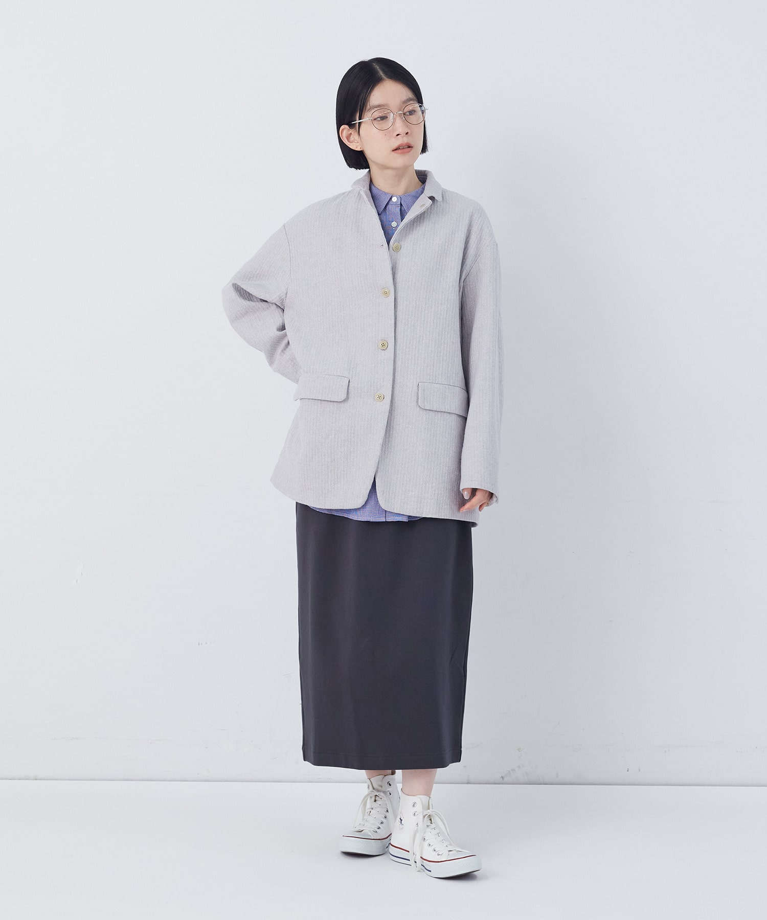 【congés payés】ポンチストレートスカート 詳細画像 チャコールグレー 14