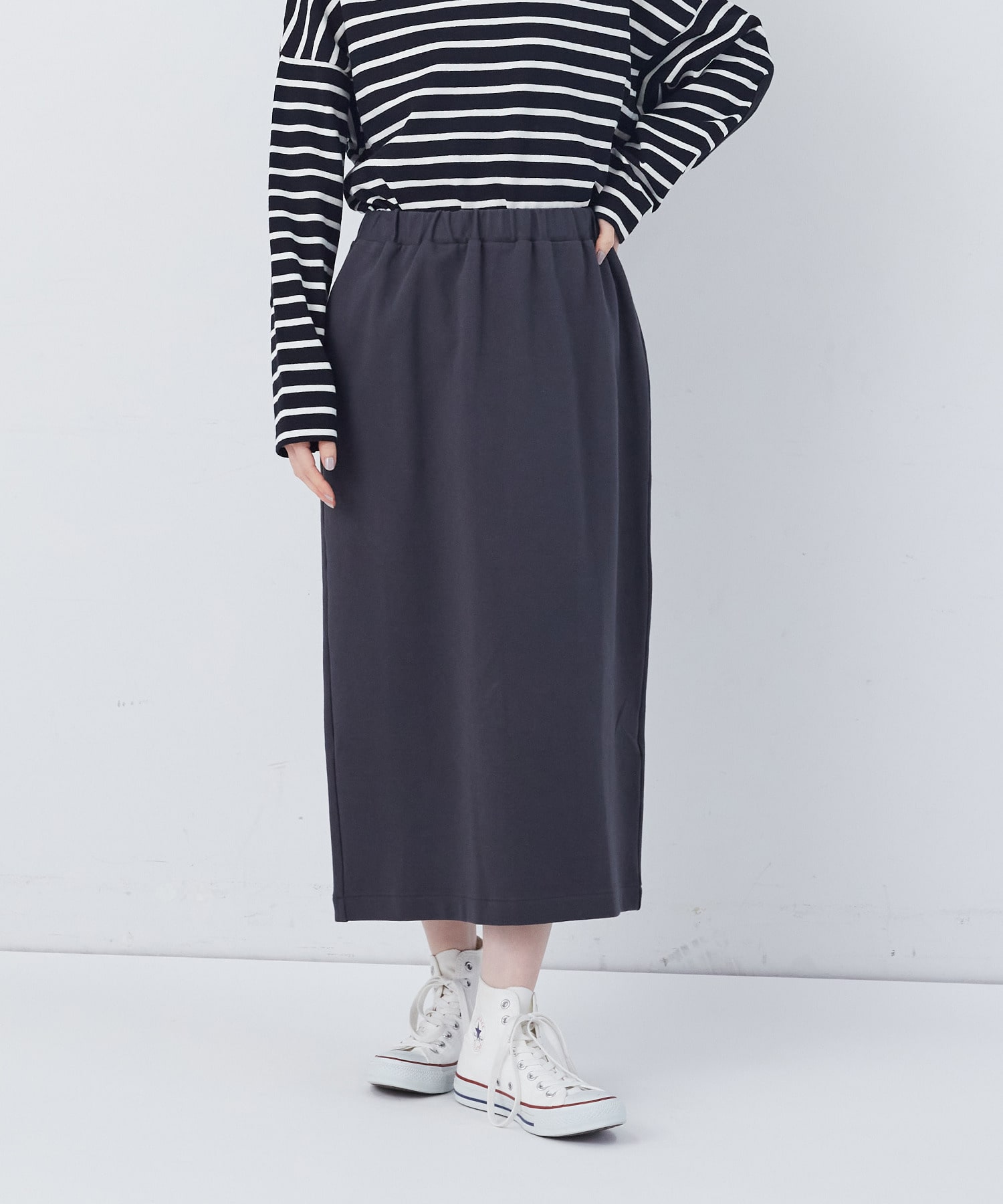 【congés payés】ポンチストレートスカート 詳細画像 チャコールグレー 15