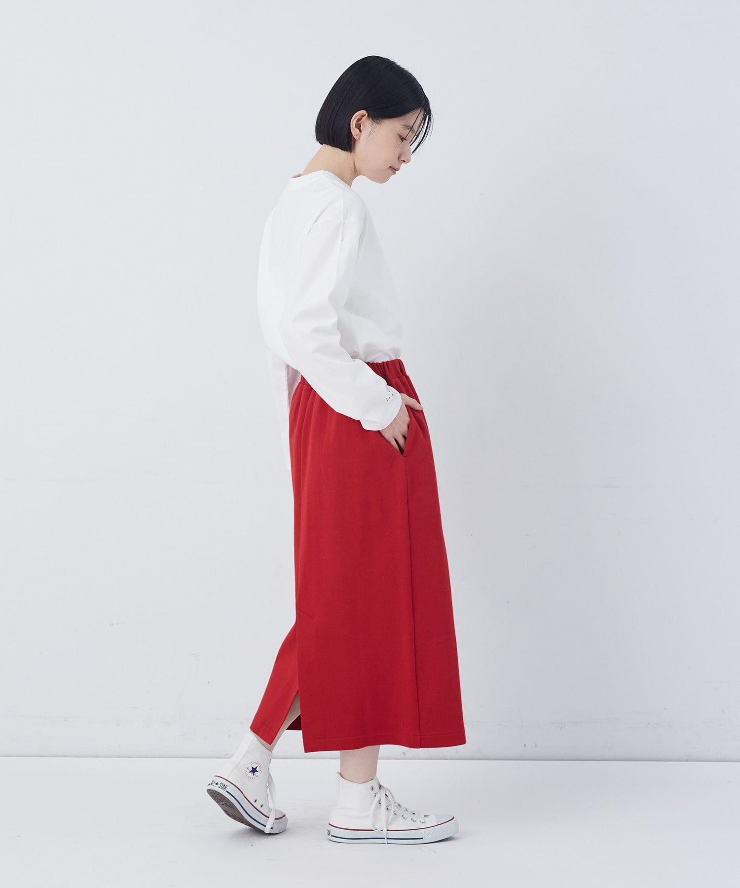 【congés payés】ポンチストレートスカート 詳細画像 チャコールグレー 20