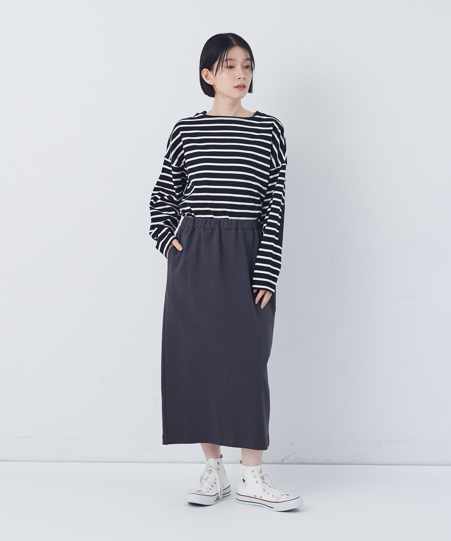 【congés payés】ポンチストレートスカート 詳細画像 チャコールグレー 9