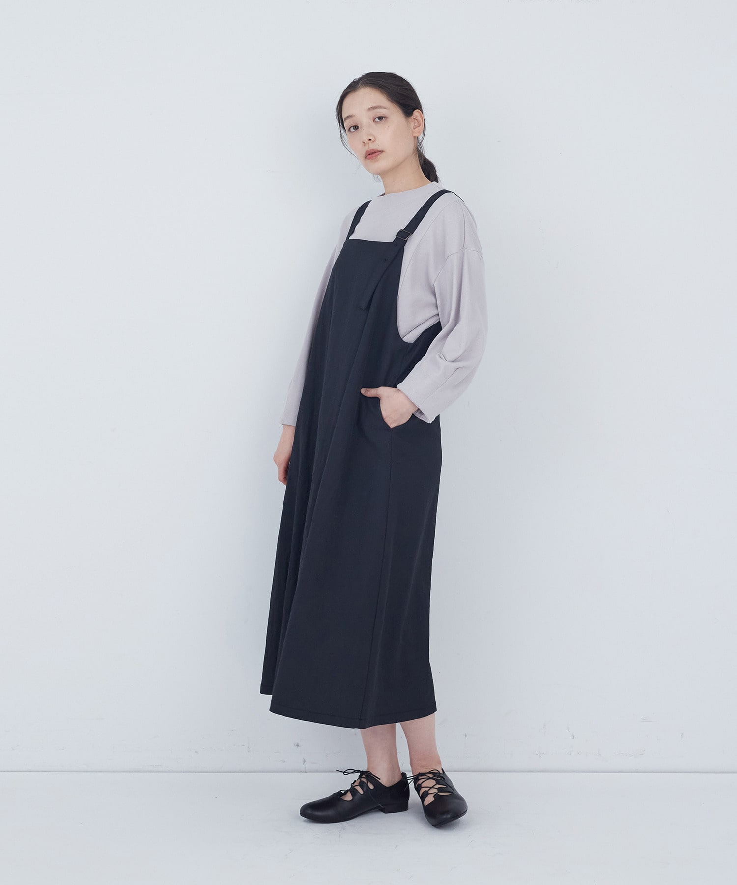 【ADIEU TRISTESSE】【2way】タックジャンパースカート 詳細画像 ブラック 2