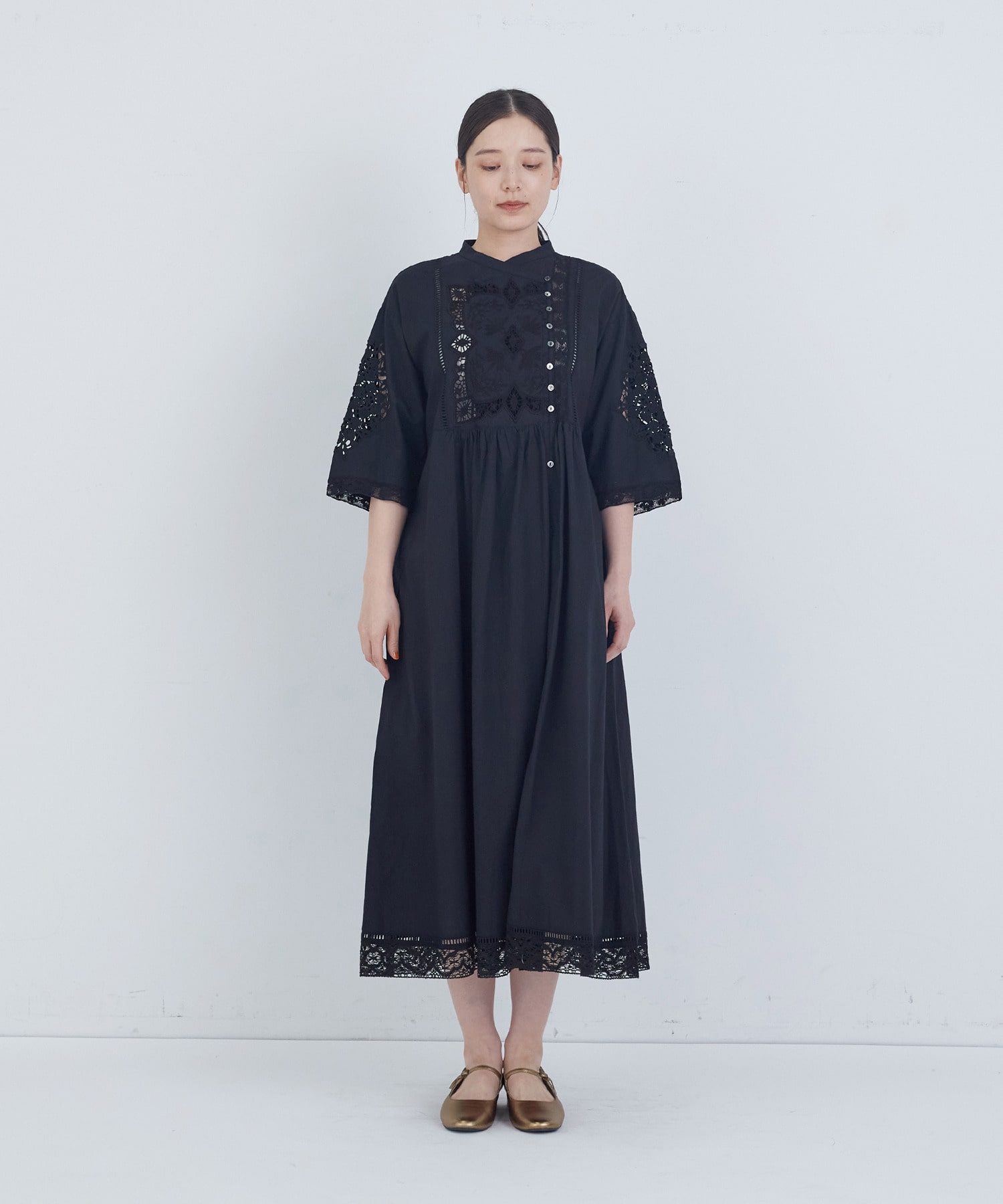 【ADIEU TRISTESSE】ポプリン刺繍ワンピース 詳細画像 ブラック 11