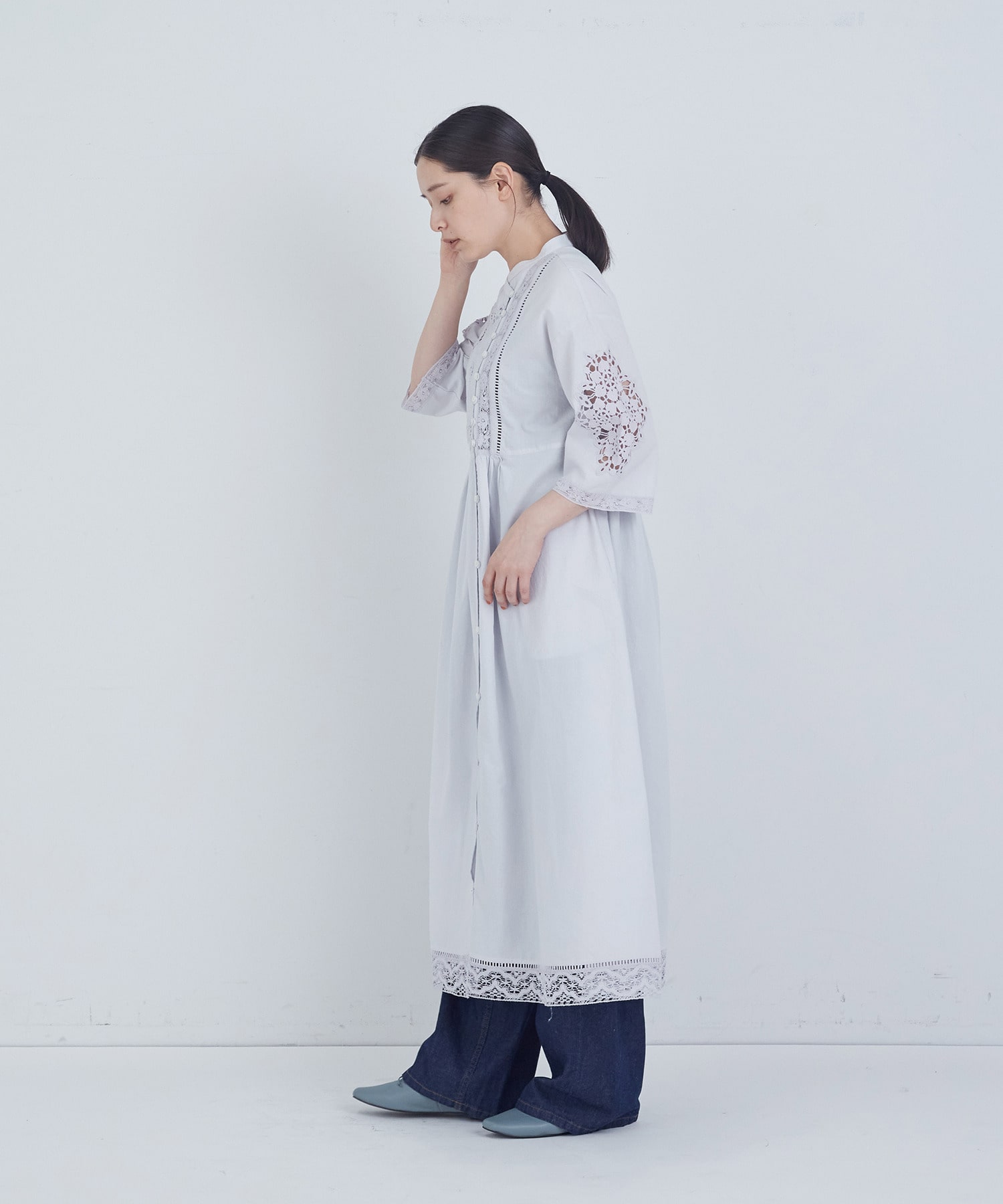 【ADIEU TRISTESSE】ポプリン刺繍ワンピース 詳細画像 ブラック 2