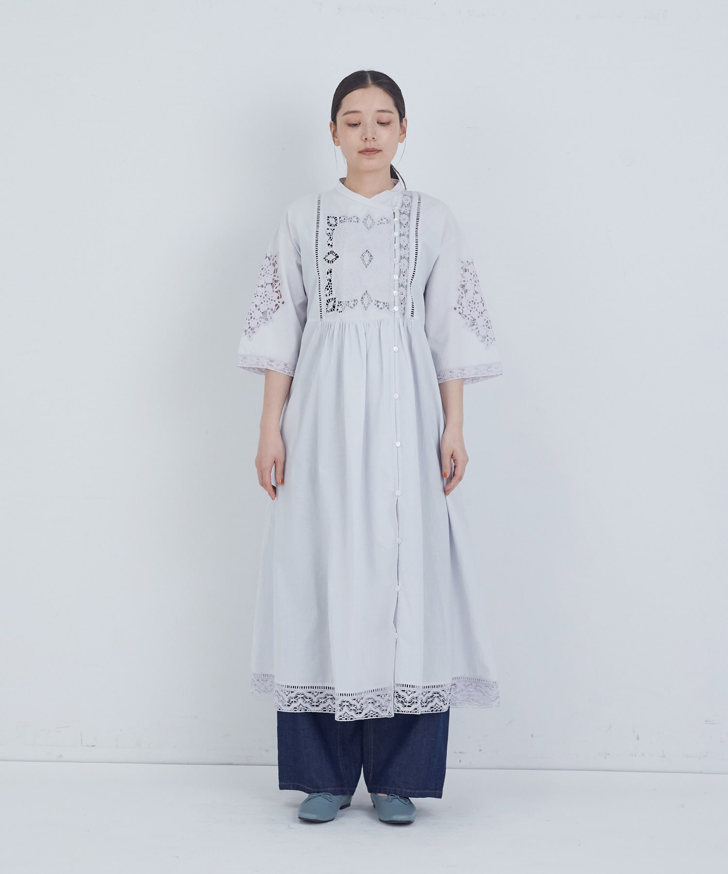 【ADIEU TRISTESSE】ポプリン刺繍ワンピース 詳細画像 ブラック 4