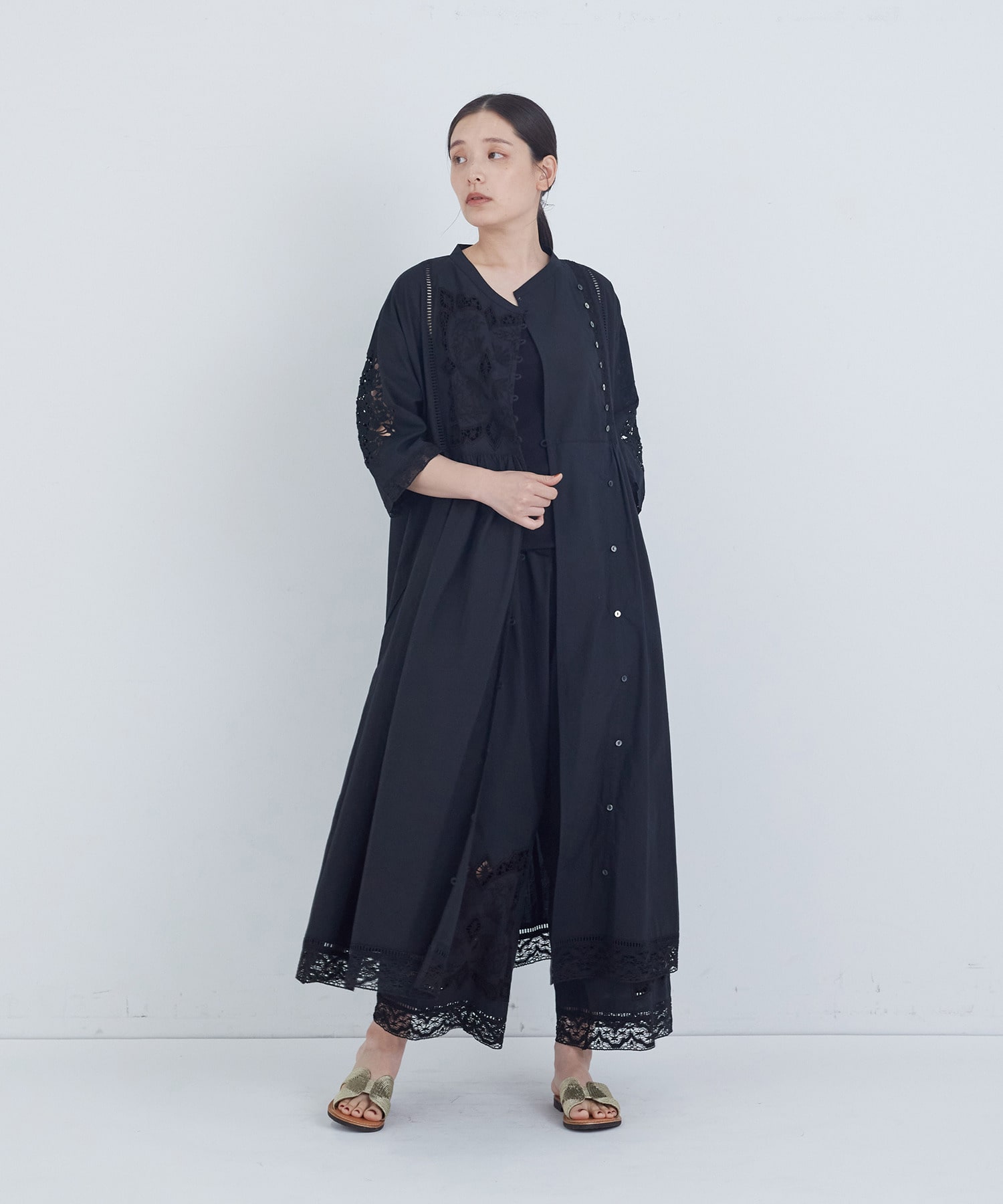 【ADIEU TRISTESSE】ポプリン刺繍ワンピース 詳細画像 ブラック 7