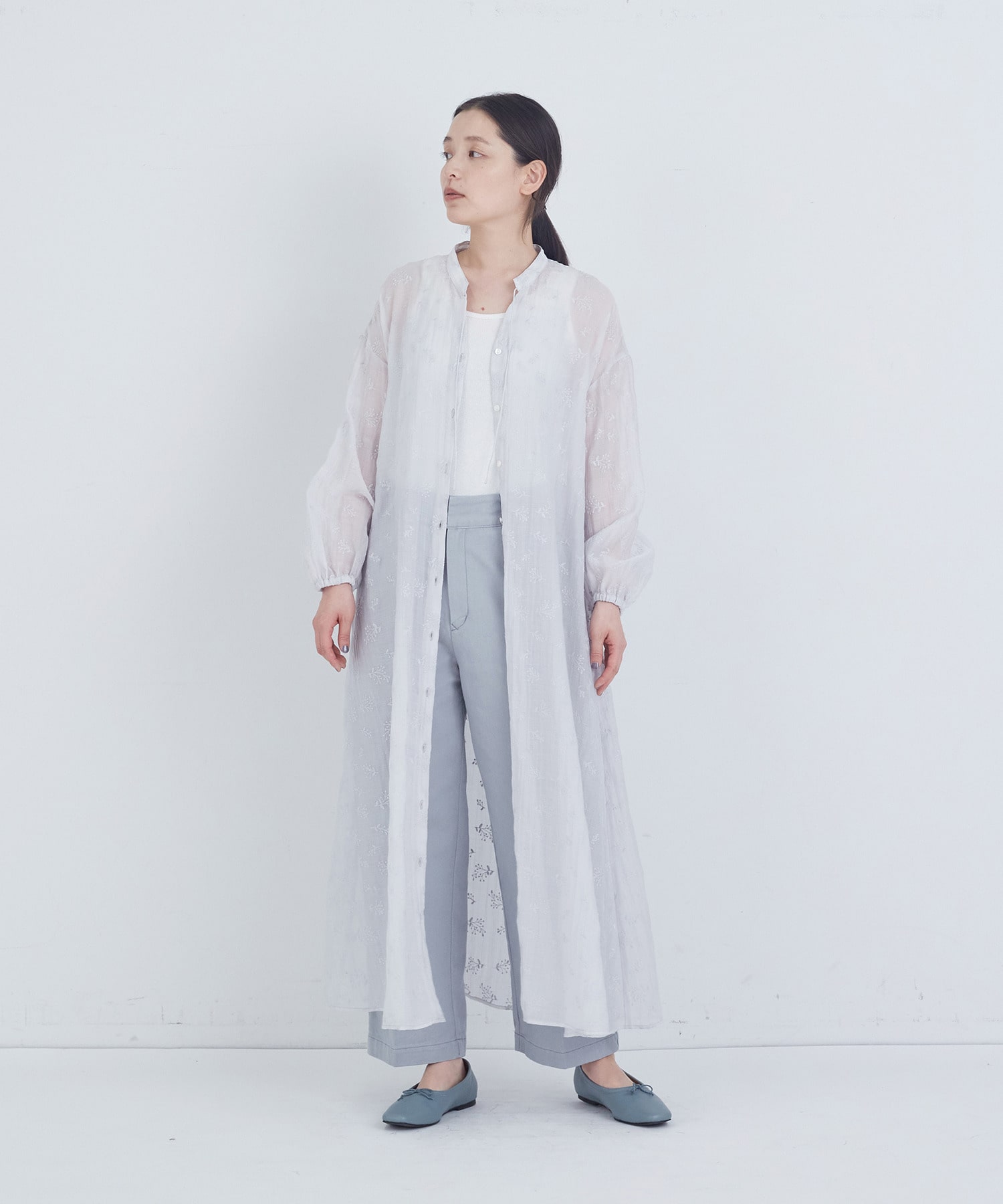 【ADIEU TRISTESSE】シアーエンブロイダリーワンピース 詳細画像 ライトグレー 1