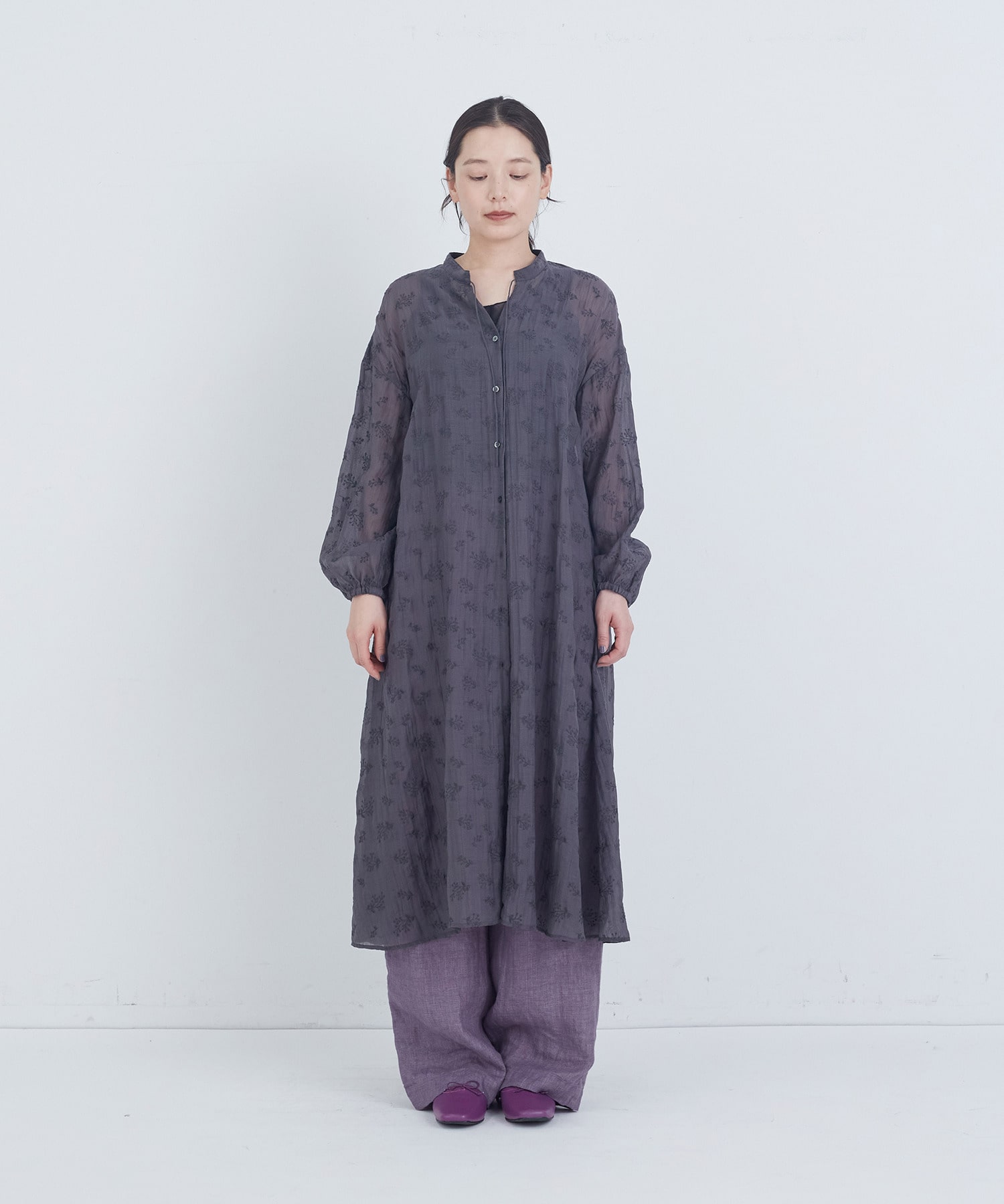 【ADIEU TRISTESSE】シアーエンブロイダリーワンピース 詳細画像 ライトグレー 11