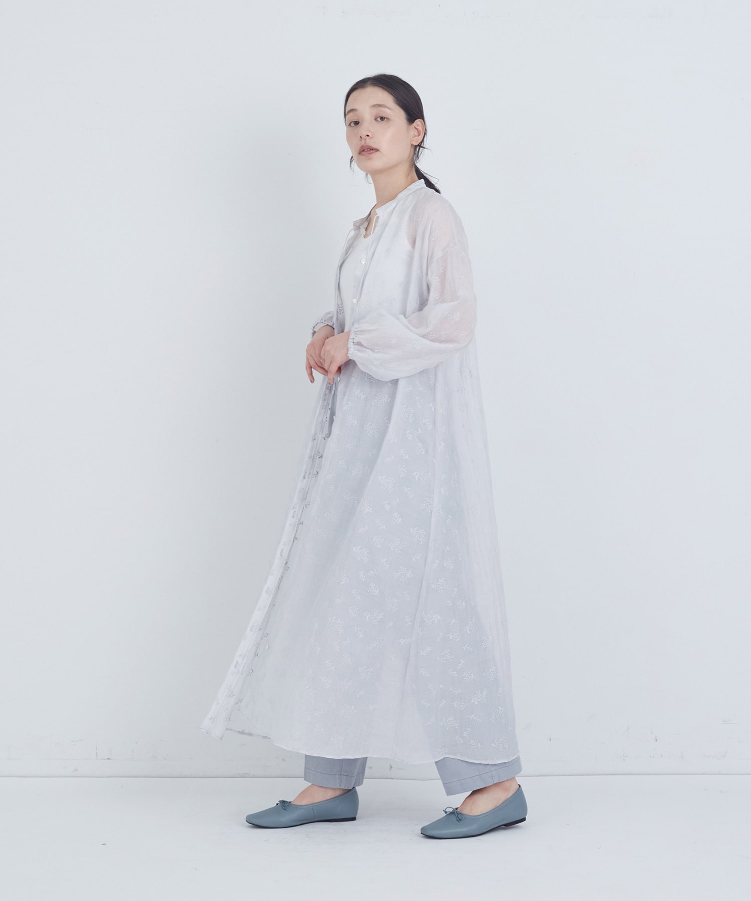 【ADIEU TRISTESSE】シアーエンブロイダリーワンピース 詳細画像 ライトグレー 2