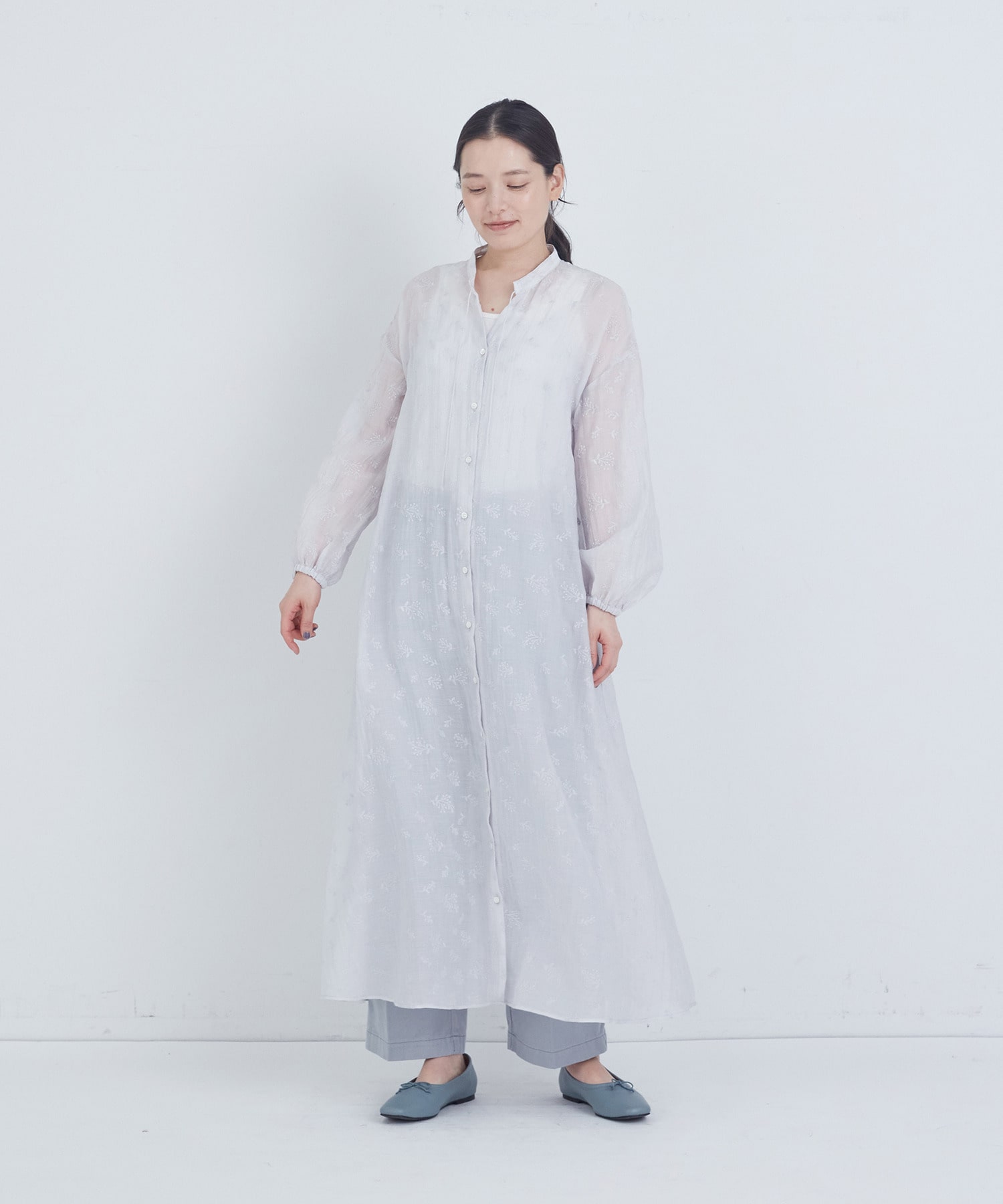 【ADIEU TRISTESSE】シアーエンブロイダリーワンピース 詳細画像 ライトグレー 4