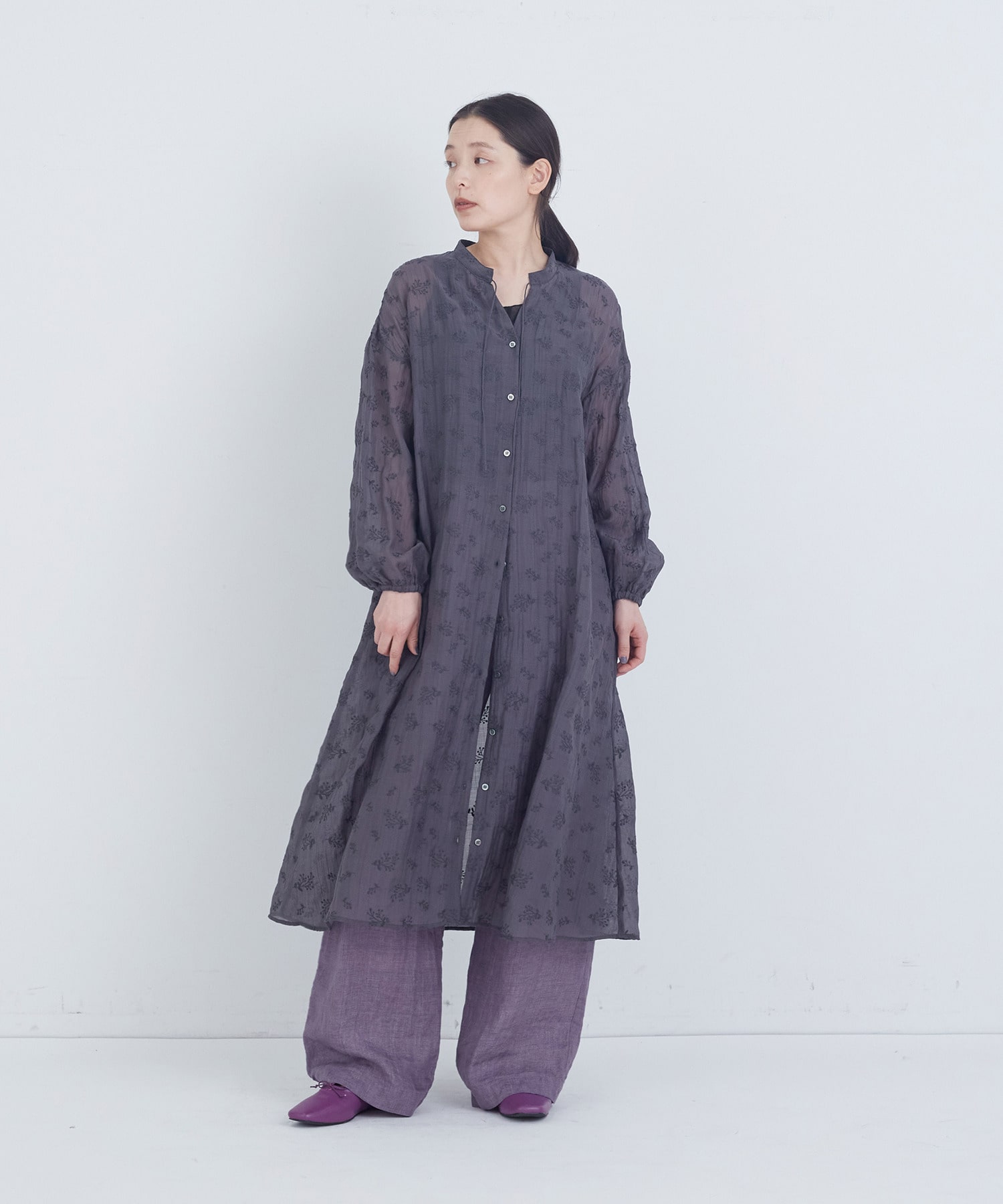 【ADIEU TRISTESSE】シアーエンブロイダリーワンピース 詳細画像 ライトグレー 8