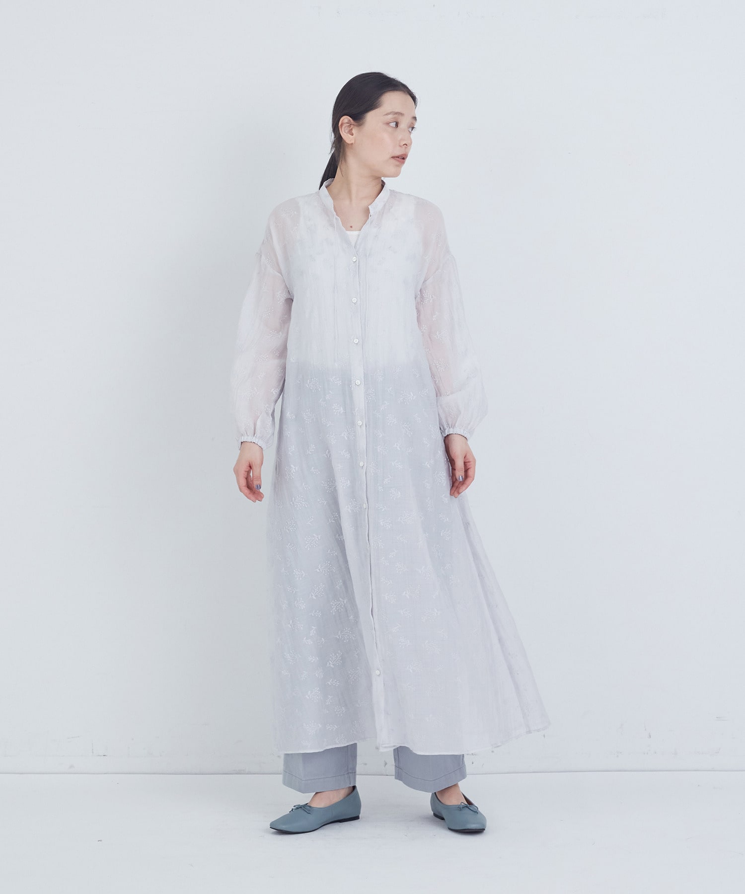 【ADIEU TRISTESSE】シアーエンブロイダリーワンピース 詳細画像 ライトグレー 1
