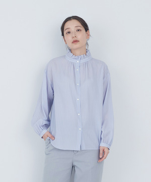 【ADIEU TRISTESSE】ストライプフリルブラウス 詳細画像 ブルー系その他 1