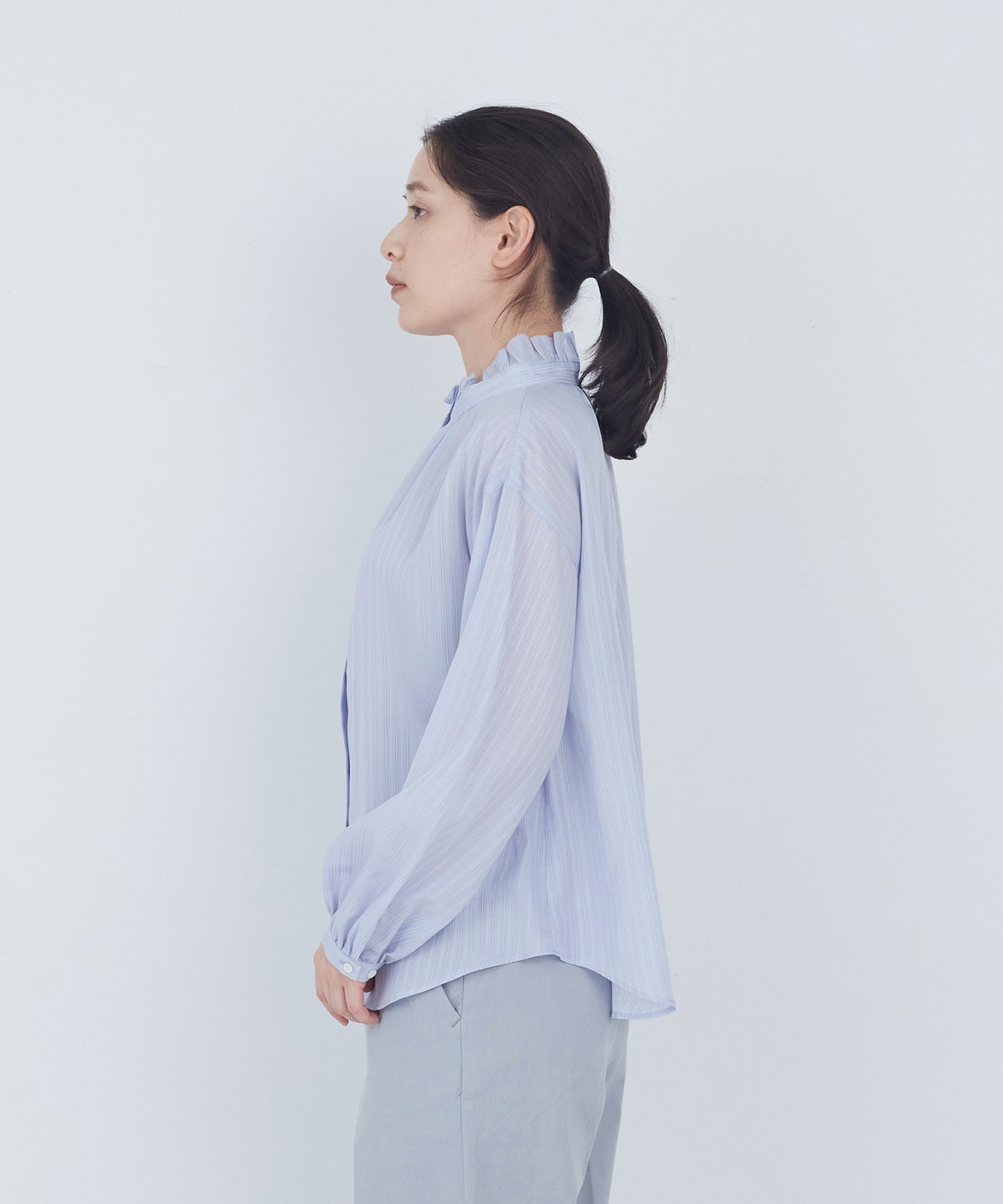 【ADIEU TRISTESSE】ストライプフリルブラウス 詳細画像 ブルー系その他 11
