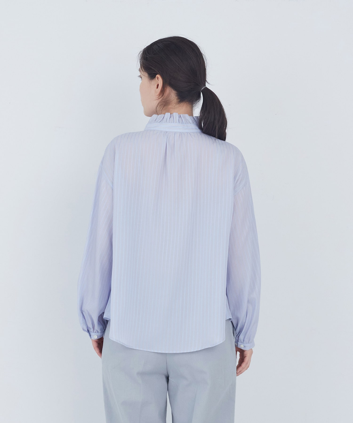 【ADIEU TRISTESSE】ストライプフリルブラウス 詳細画像 ブルー系その他 12