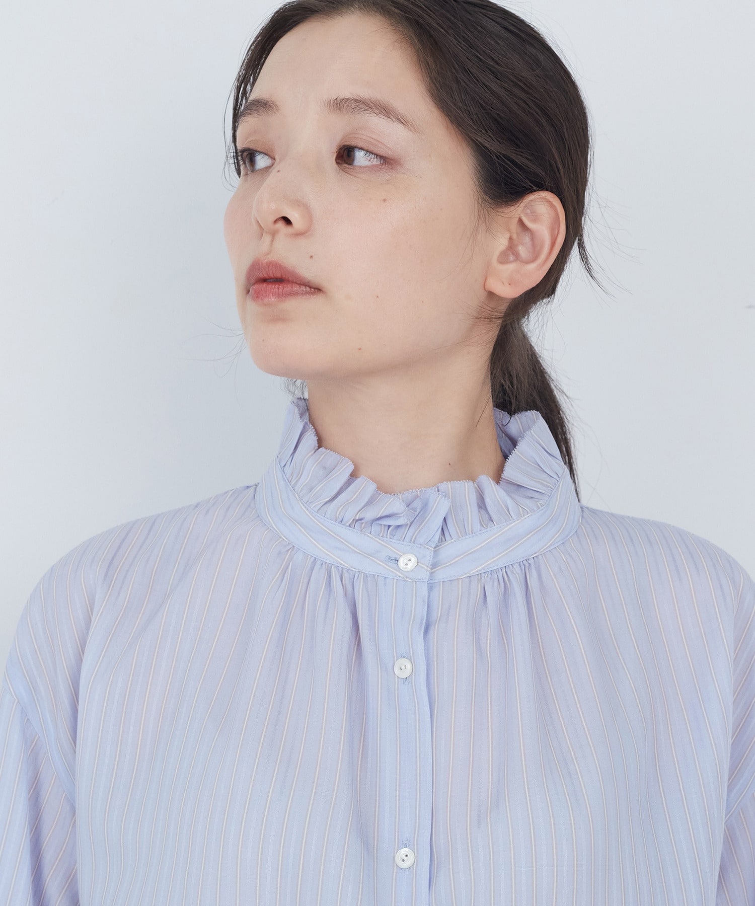 【ADIEU TRISTESSE】ストライプフリルブラウス 詳細画像 ブルー系その他 13