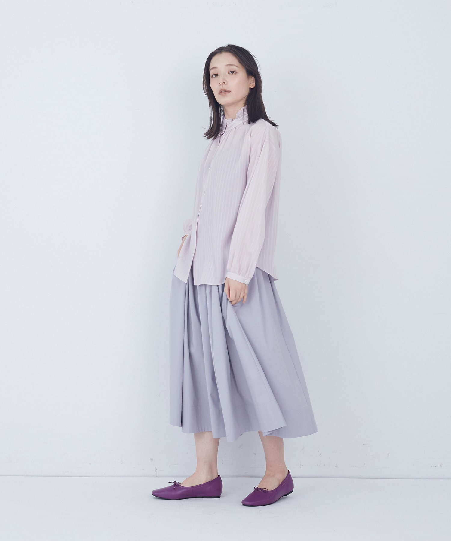 【ADIEU TRISTESSE】ストライプフリルブラウス 詳細画像 ブルー系その他 2